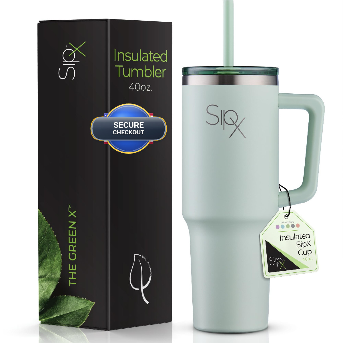 Sipx 40 Oz Insulated Tumbler Insulated Stainless Steel Leakproof Cupholder For