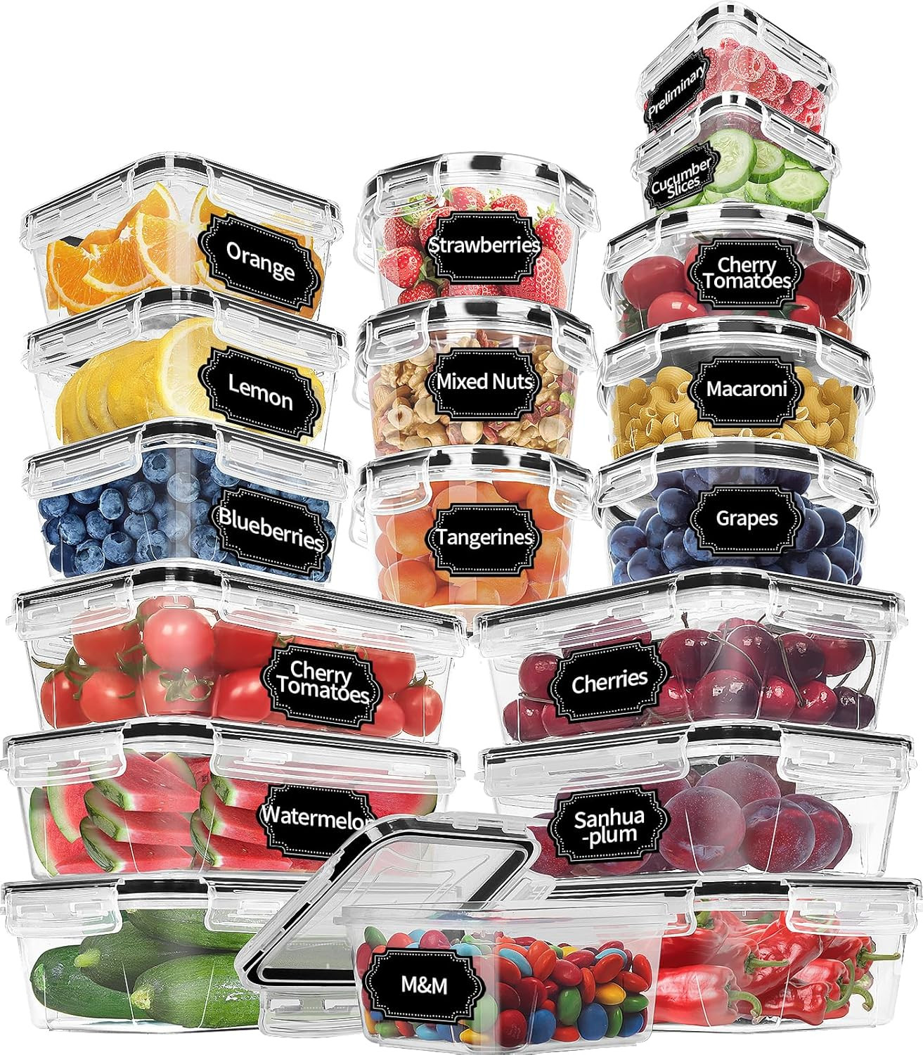 36 Pack BPA-Free Food Storage Containers with Lids & Free Labels for Organizing