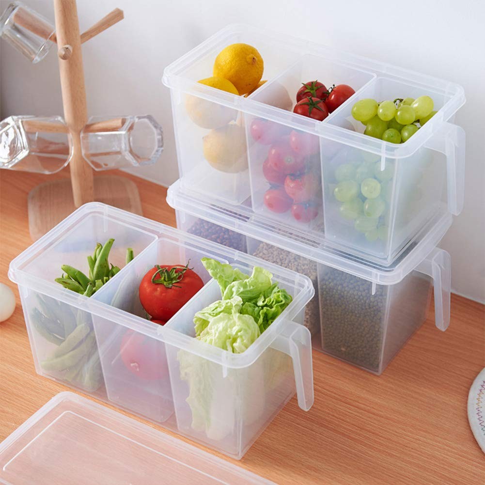2Pack with 6 dividers, Set of 2 Organizers With Lid and 6 Removable Bins