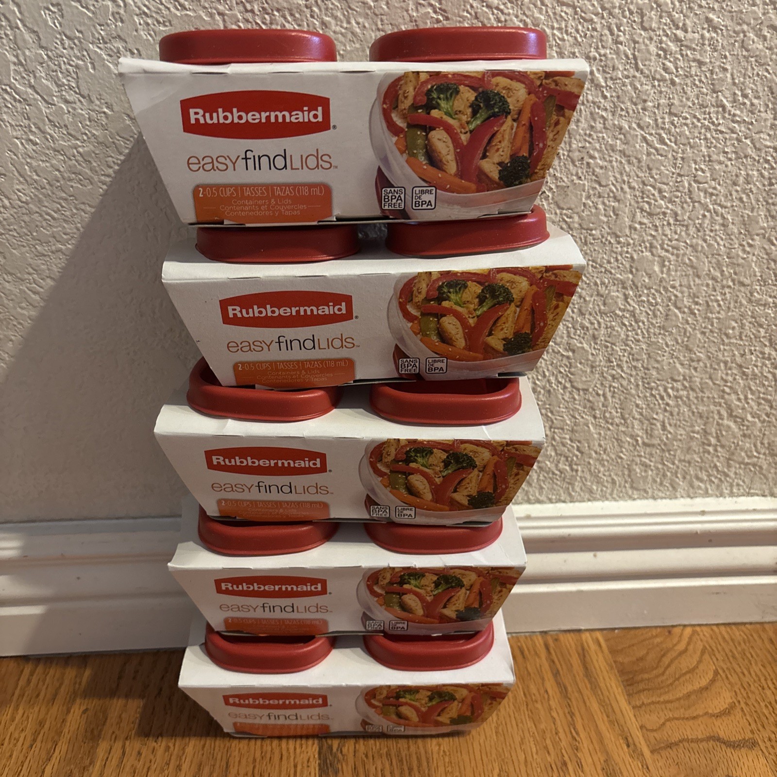 NEW 5-2 Pack RUBBERMAID Easy Find Lids Food Storage Containers 0.5 Cup 10 Total
