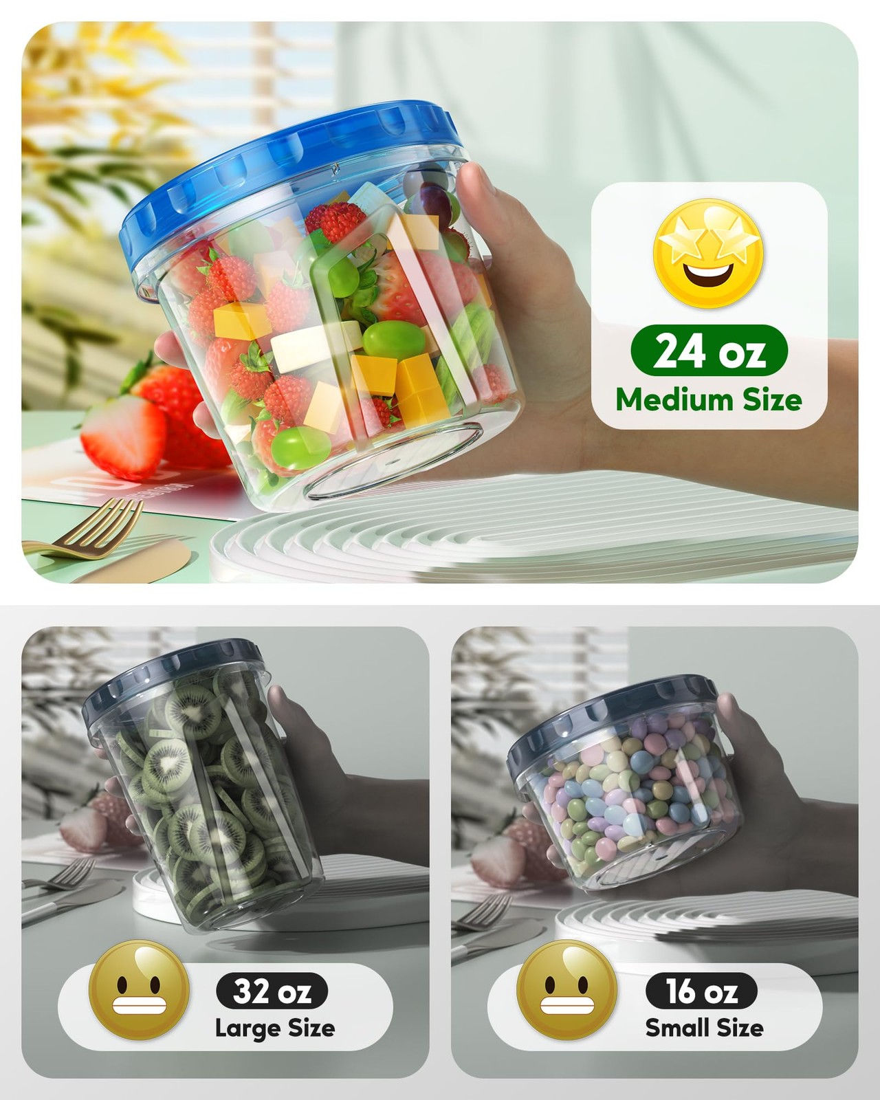 8 Pack-24 OZ Freezer Storage Containers, Plastic Soup Container with Lids, BP…