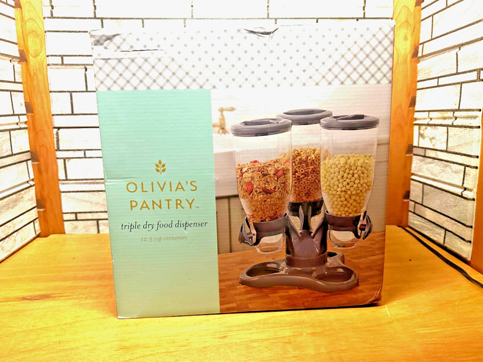 Olivias Pantry Triple Dry Food Cereal Dispenser , Large Tabletop Version SEALED!