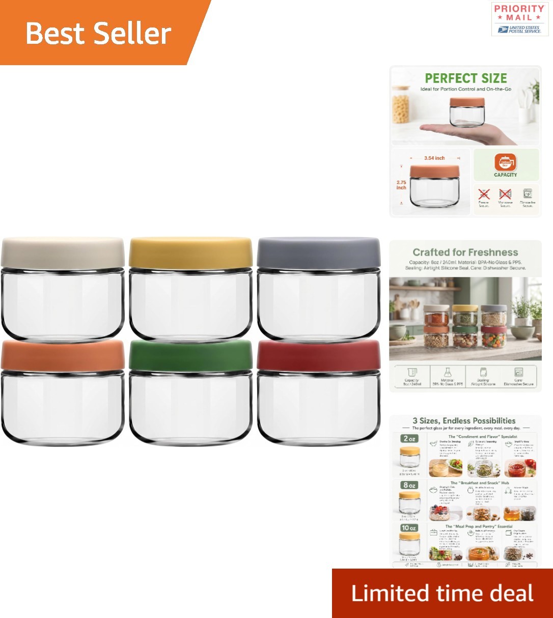 500 ml Airtight Glass Jars with Lids Set of 6 for Food Storage and Meal Prep