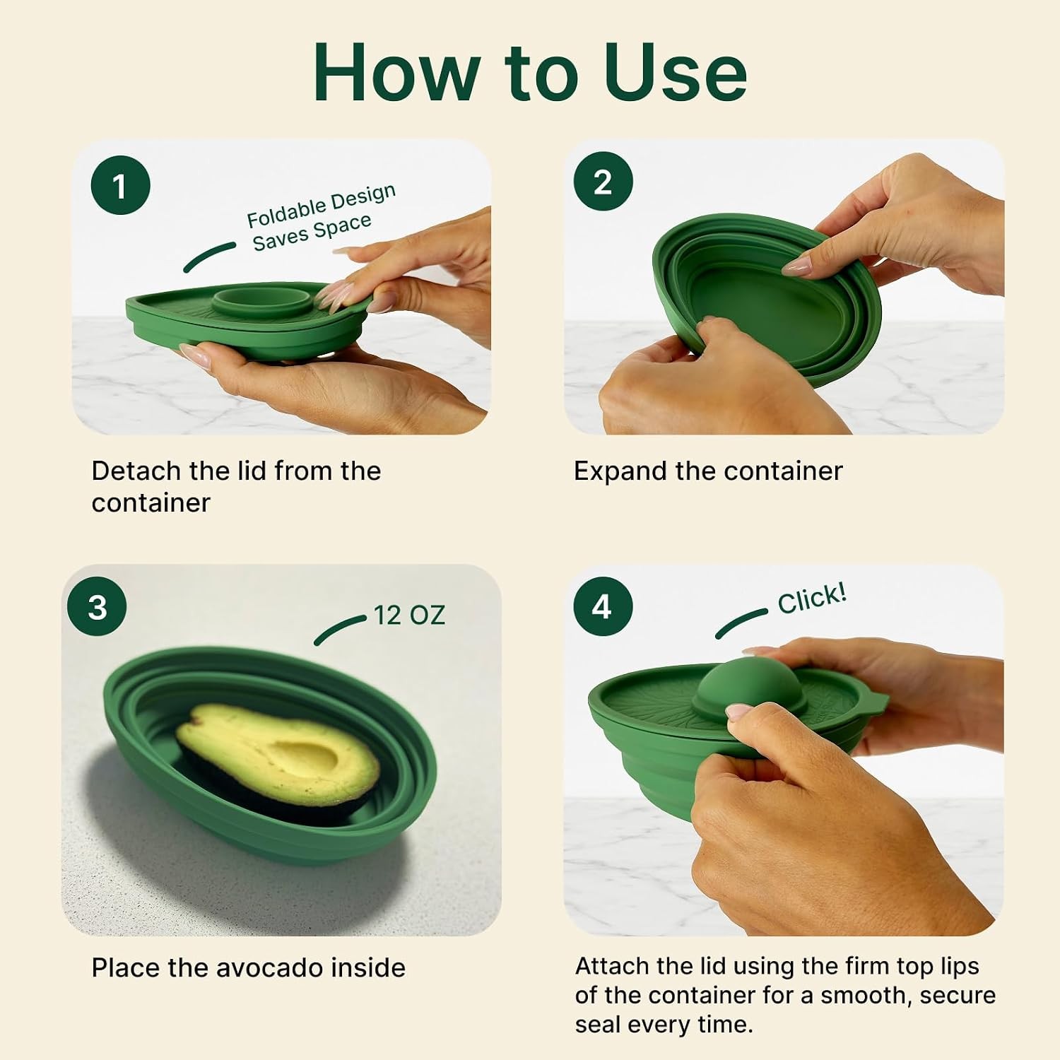 Collapsible Avocado Keeper with Lid Reusable Food Storage Container Avocado