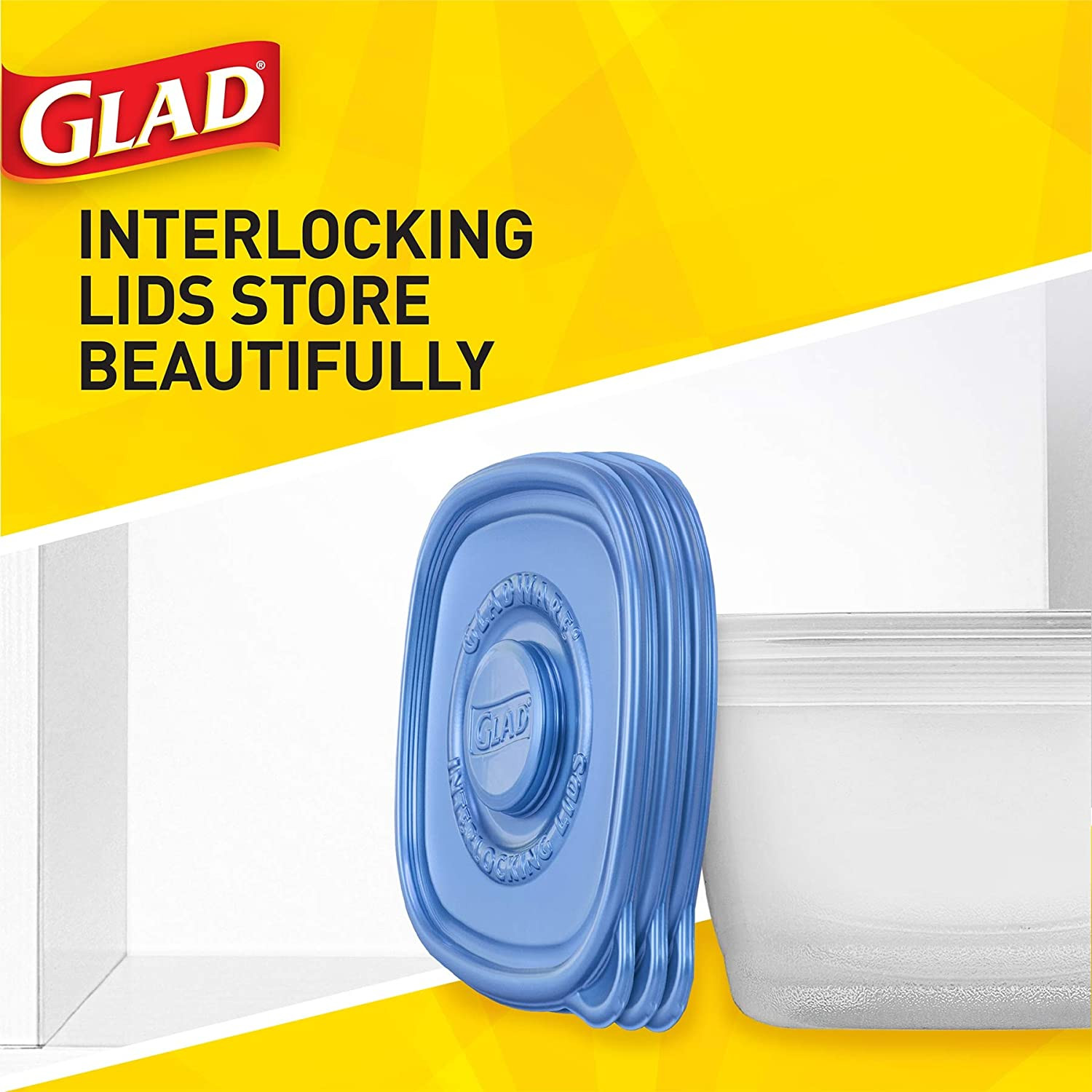 Glad Gladware Big Bowl Food Storage Containers with Lids, Large round No BPA Pla
