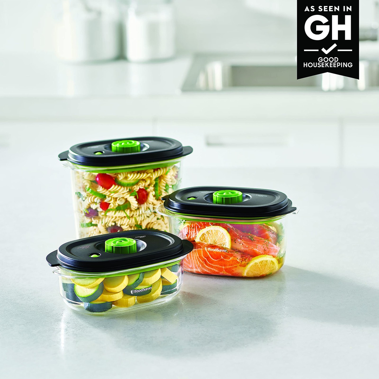 Preserve & Marinate Vacuum Containers, 10 Cup, BPA-, Dishwasher Safe, Clear
