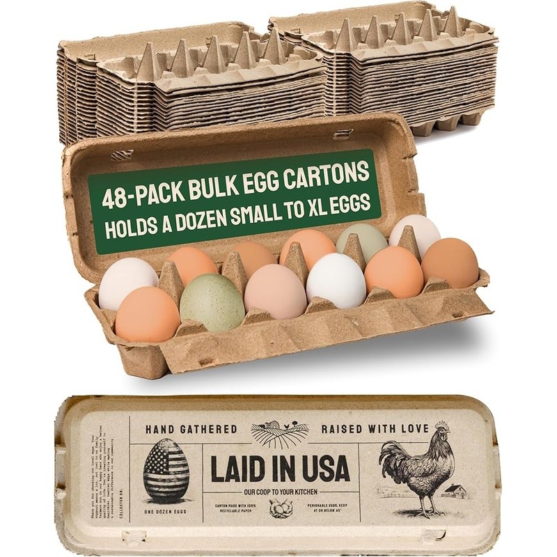 48 Pack Biodegradable Egg Cartons Storage Transport Kitchen Farmers Market New