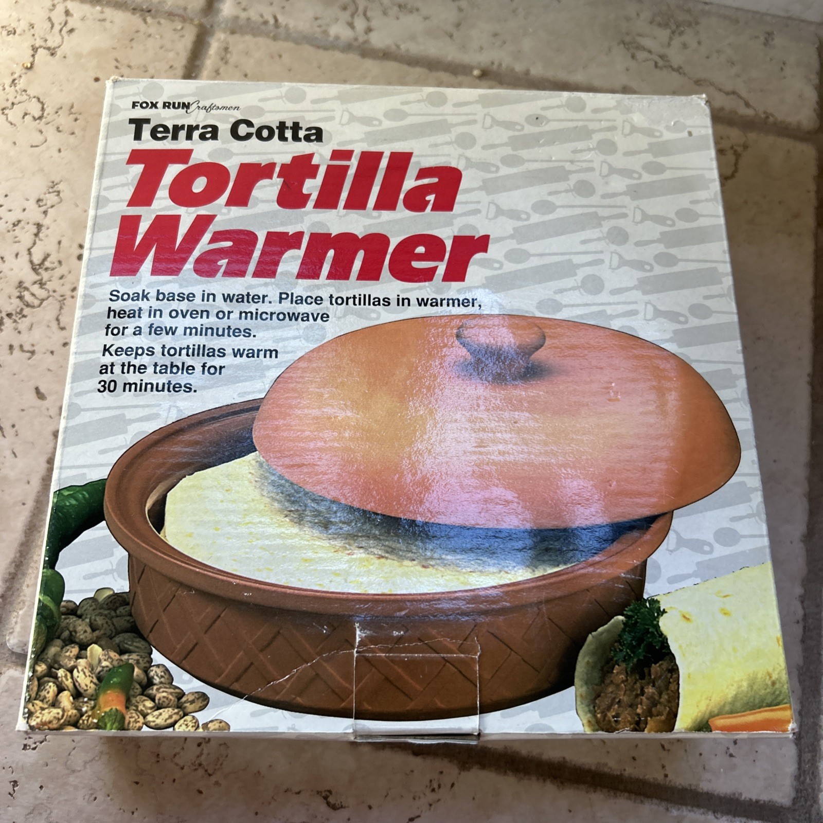 Fox Run Microwavable Terra Cotta Tortilla Warmer Glazed Interior 8 1/2″ NOS
