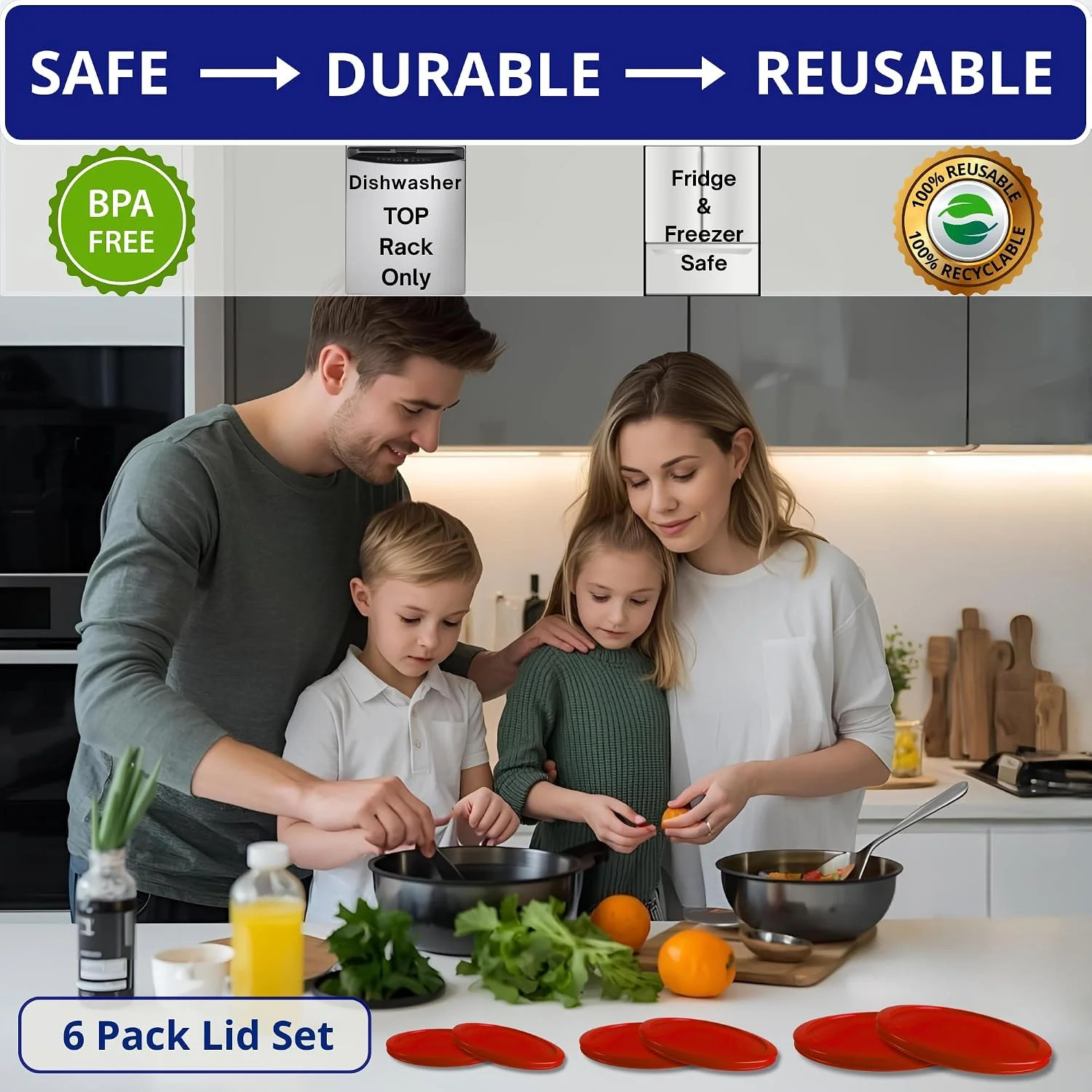 1, 2 & 4 Cup Red Replacement Lids/Covers for Pyrex, Anchor Hocking & KlareWare S
