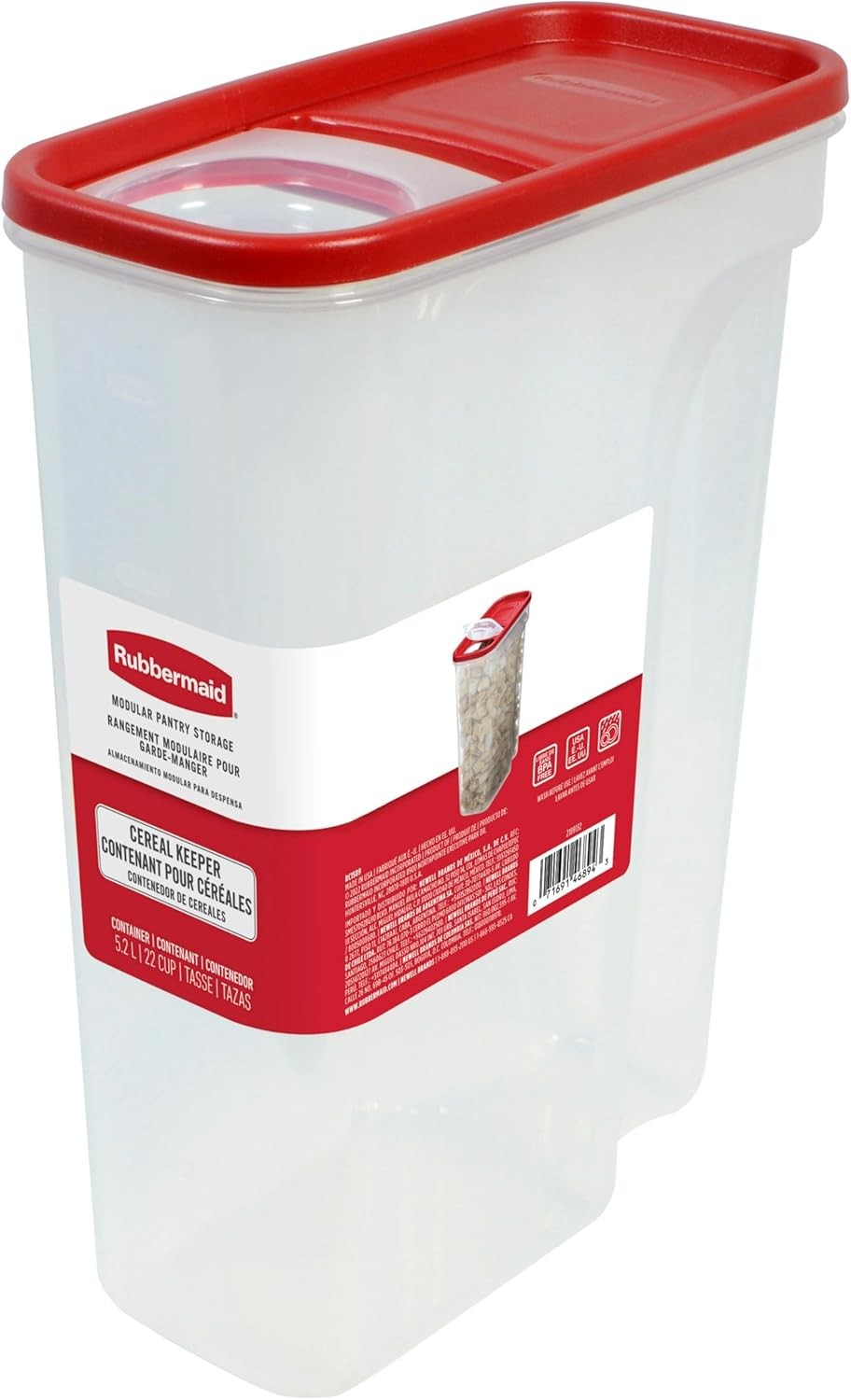 Rubbermaid Modular Cereal Keeper, Large 22-Cup, Red