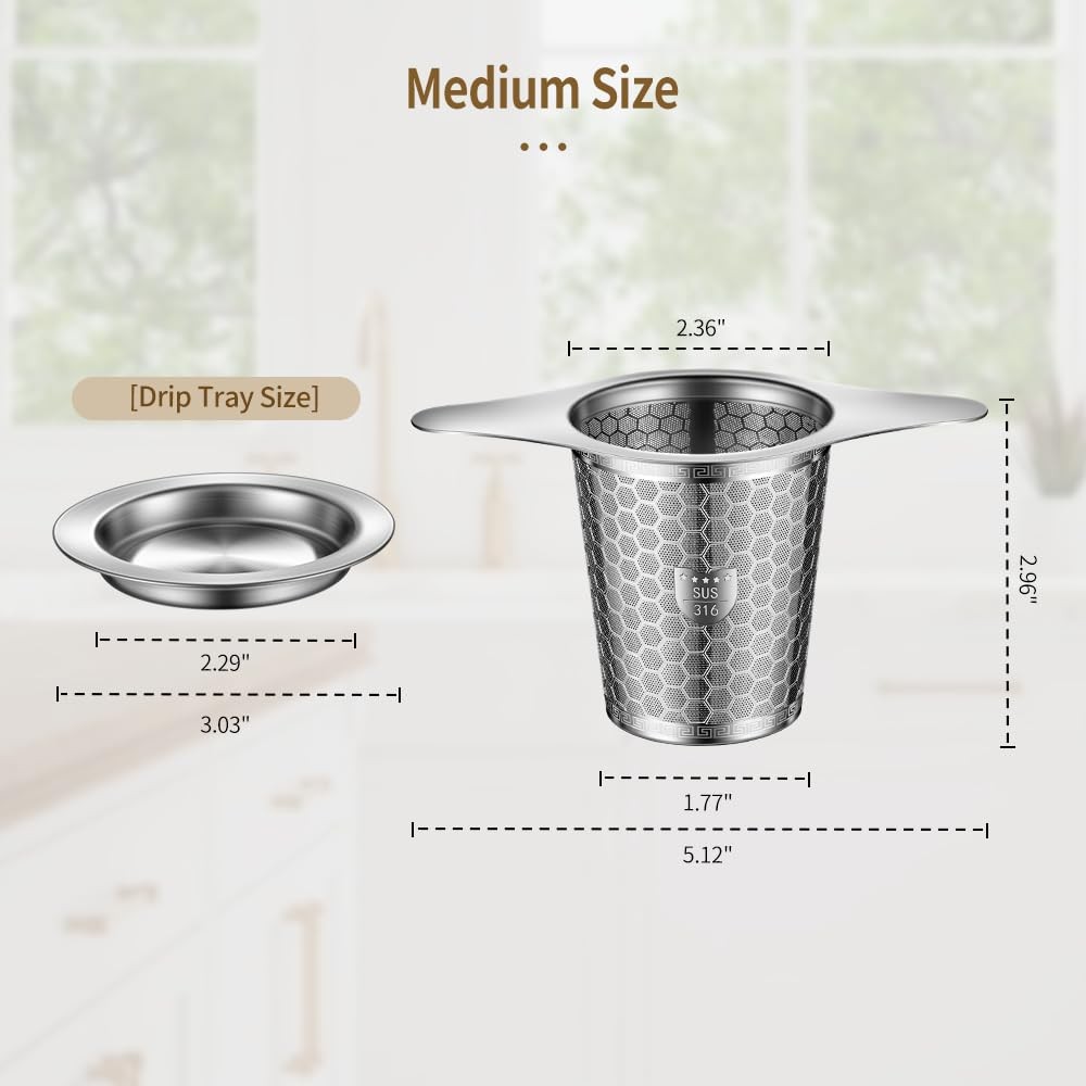 BOMANSI BOMS 2Pack Tea Infuser Strainers, 316 Stainless Steel 2Pack, Silver