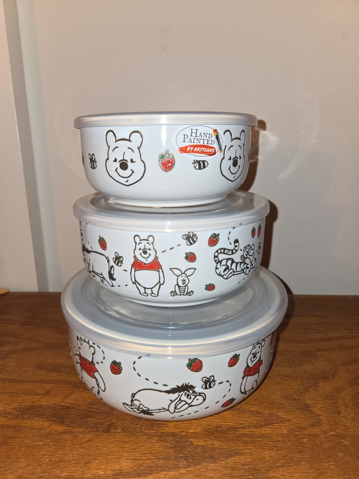 NEW RARE Disney Winnie The Pooh SET OF 3 Ceramic Container Set with Vented Lids