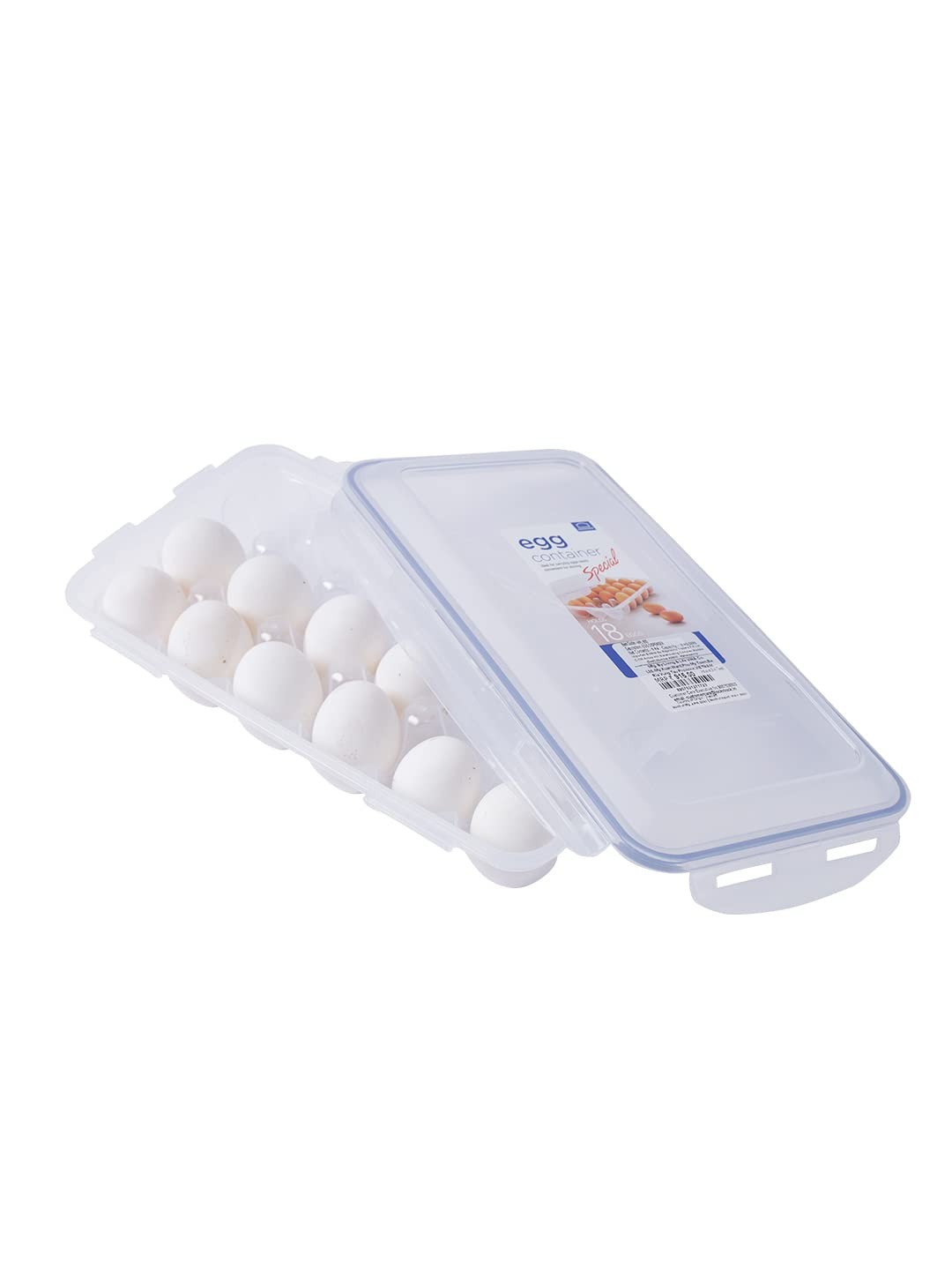 Lock & Lock HPL955 Egg Storer for 18 Eggs- Clear/Blue, 32 x 17.5 x 32 cm