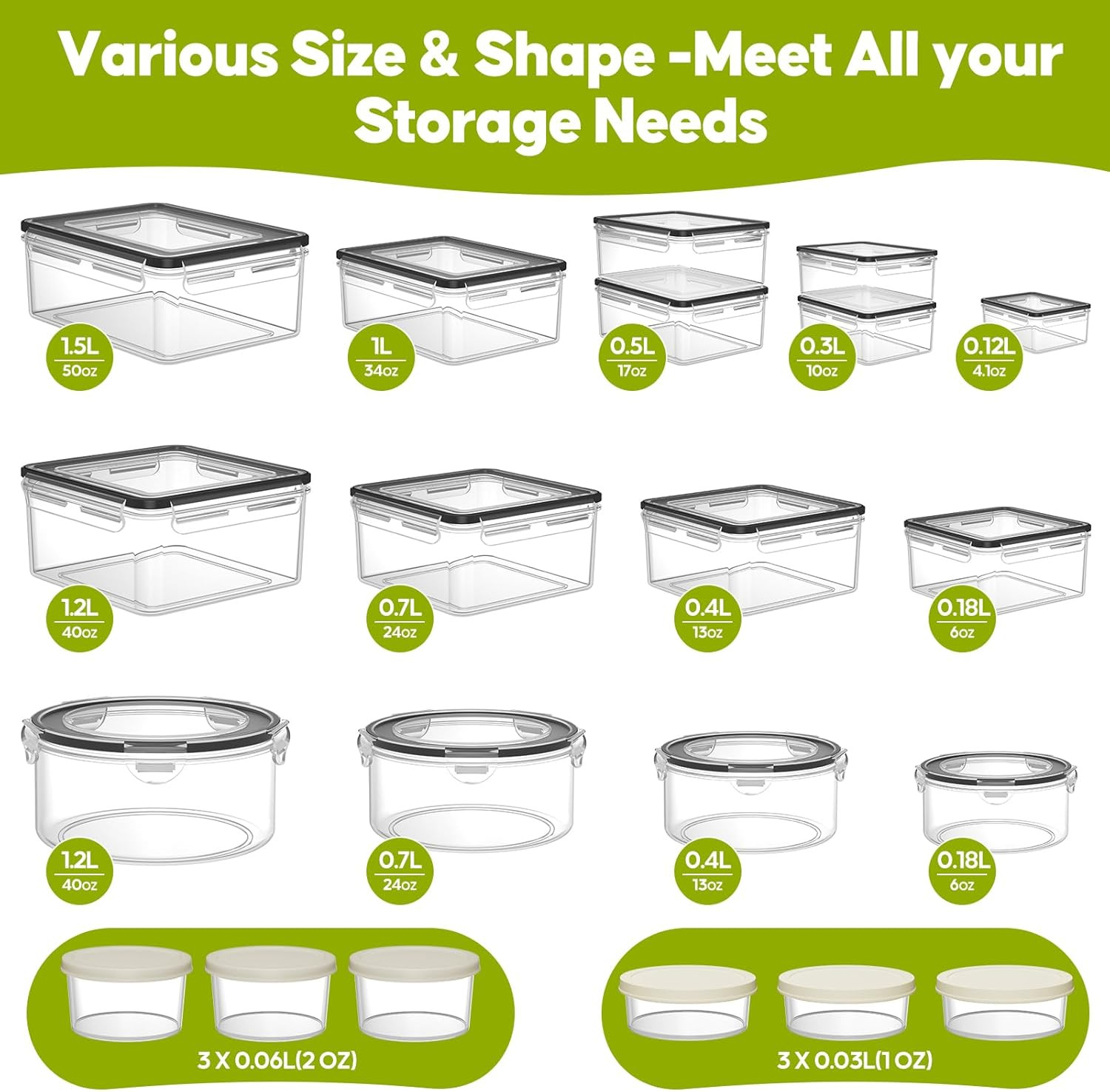 42 PCS BPA-Free Food Storage Containers with Lids – Leakproof Meal Prep Set