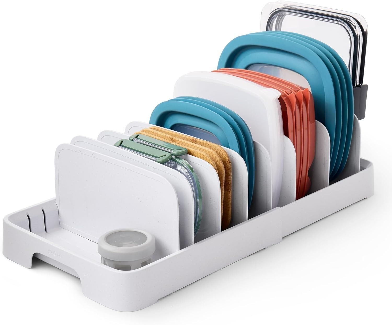 Expandable Food Container Lid Organizer Adjustable Storage Rack