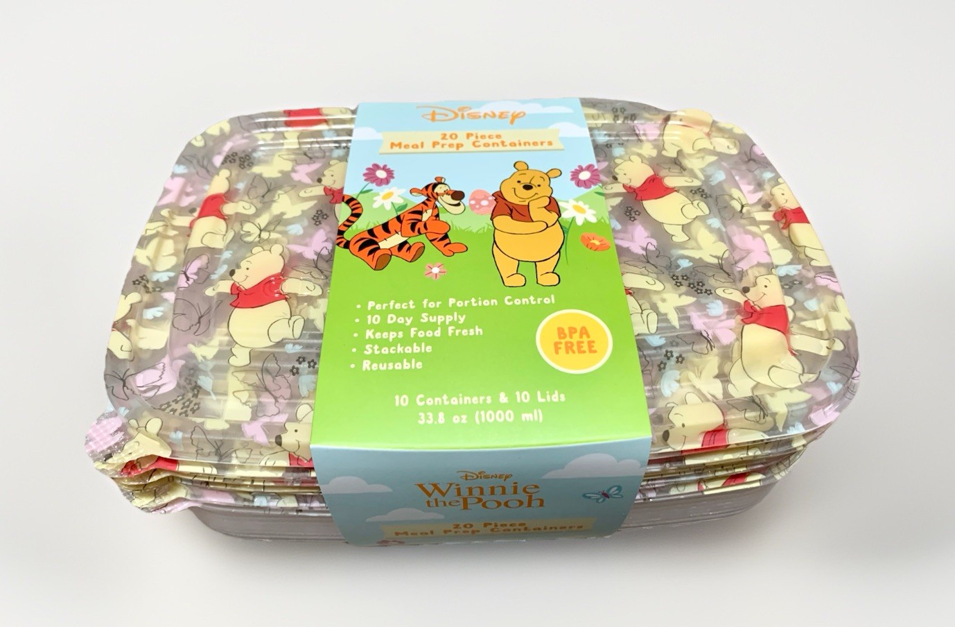 NEW Disney Winnie the Pooh / Butterflies 20pc Clear Meal Prep Storage Containers