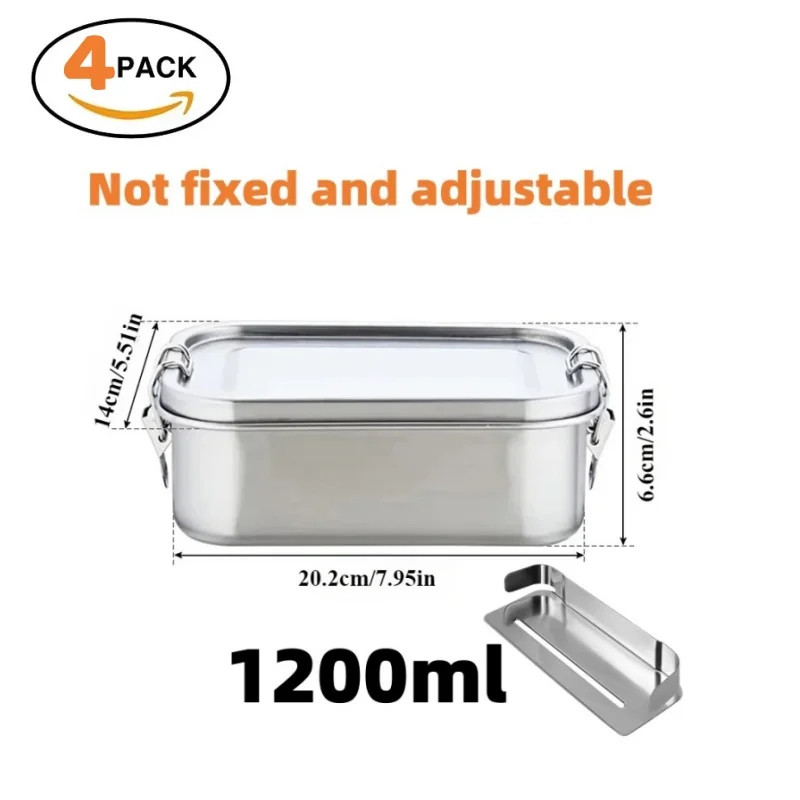 1 Pc Leakproof Stainless Lunch Box Bento Meal Prep Container Dishwasher Safe