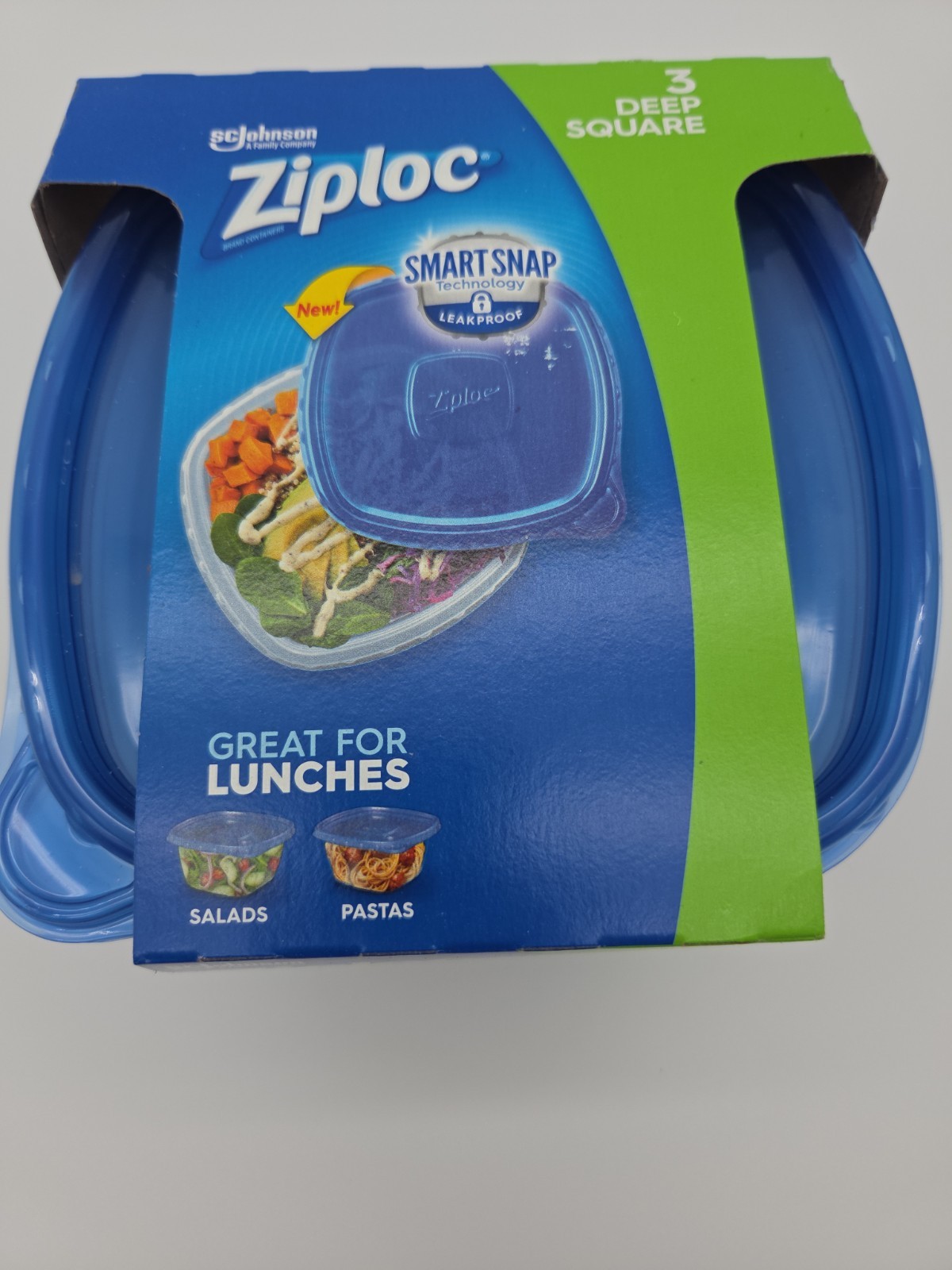Ziploc Containers & Lids Deep Square 3 Pack 1.25 Quart 5 Cups New Discontinued
