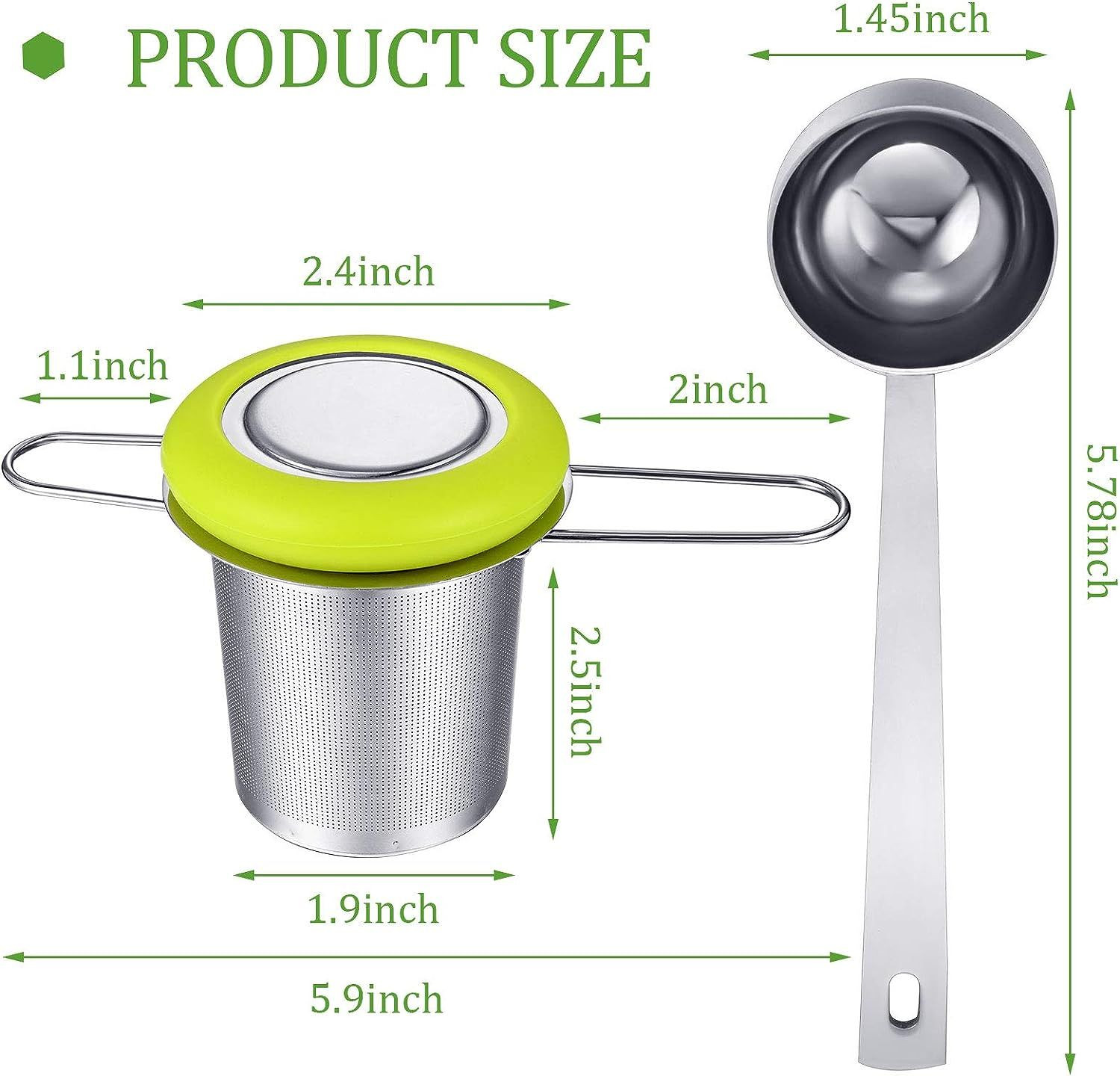 2 Pieces Tea Infusers with Scoop Stainless Steel
