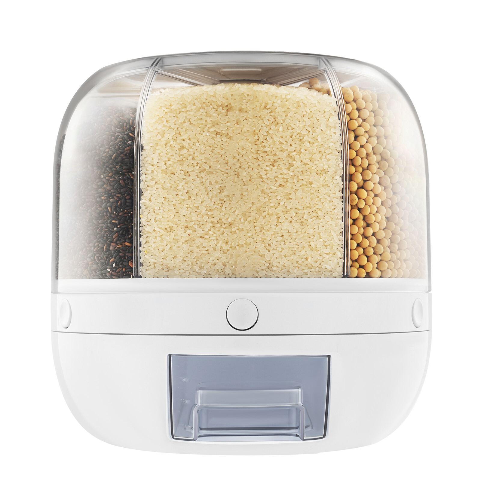 6-Grid Rice Dispenser Countertop Food Storage Container Tank Rotating with Lid