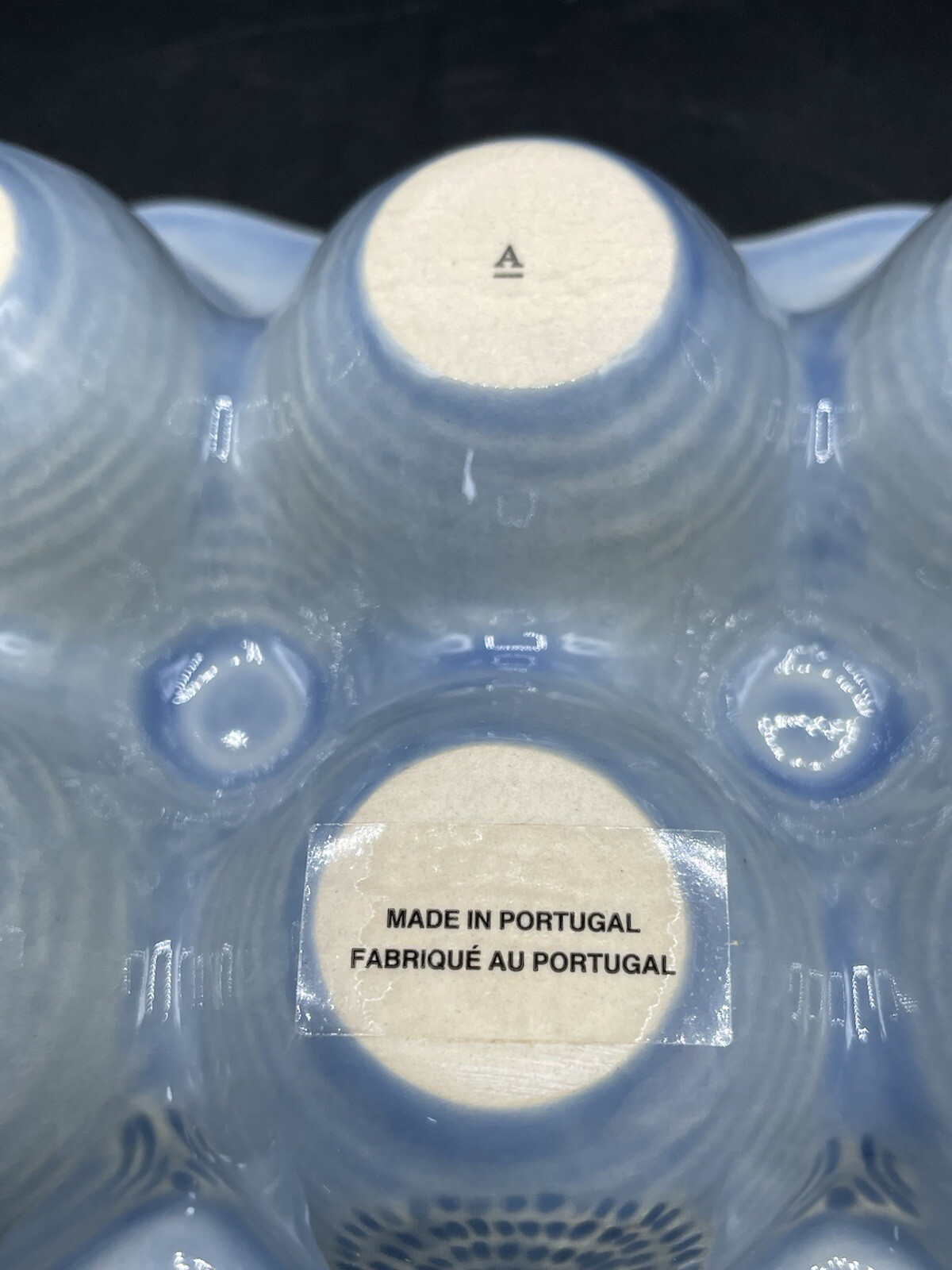 Anthropologie Old Havana Egg Crate Crackle Glazed Stoneware 1/2 Dozen Blue New