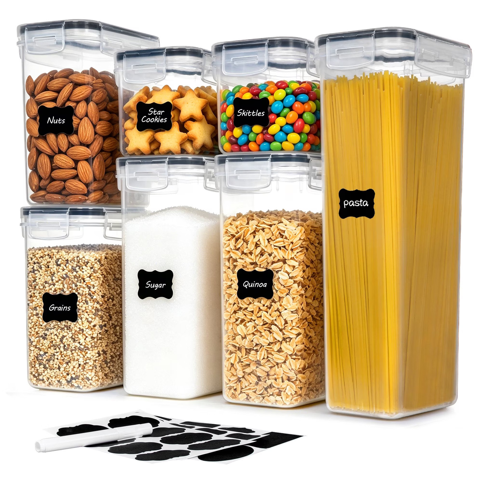 Airtight Food Storage Containers Set, Bpa-Free 7Pcs Plastic Kitchen and Pantry