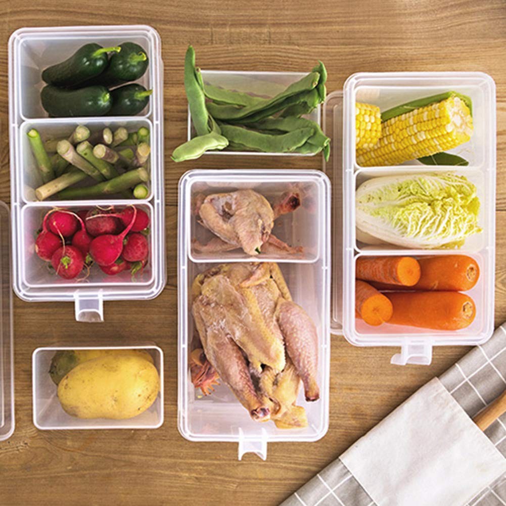 2Pack with 6 dividers, Set of 2 Organizers With Lid and 6 Removable Bins