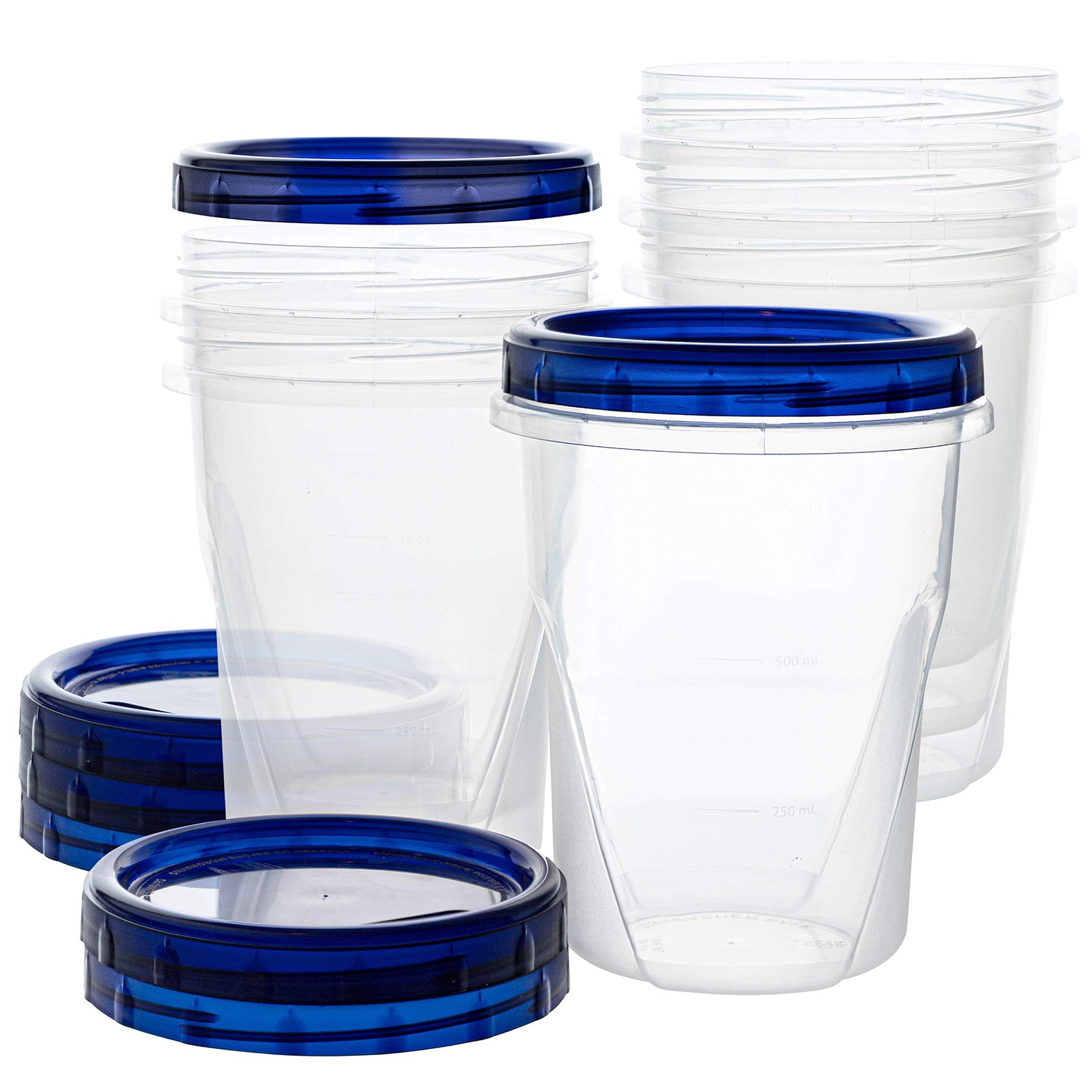 6 Pack 32oz Reusable Food Storage Freezer Deli Containers with Twist On Lids