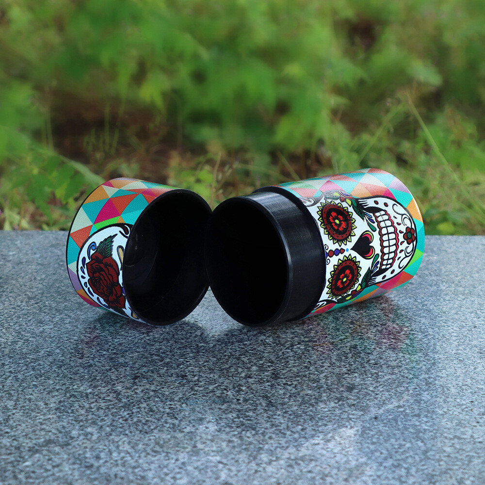 2PCS Skull Printed Tobacco Storage Jar -Sealed for freshness perfect for tobacco
