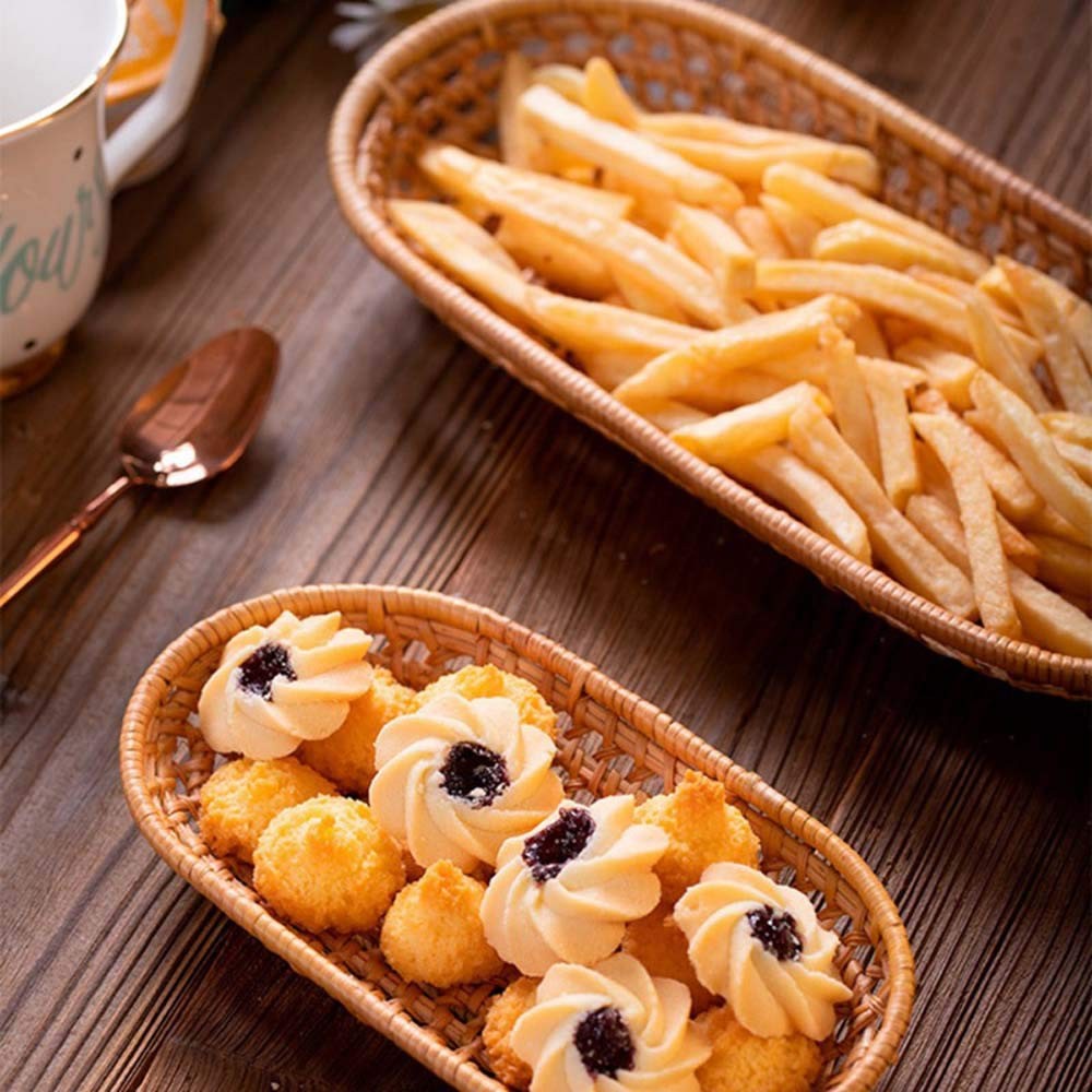 2PCS Small Wicker Bread Basket, Woven Tabletop Food Fruit Vegetables Serving …