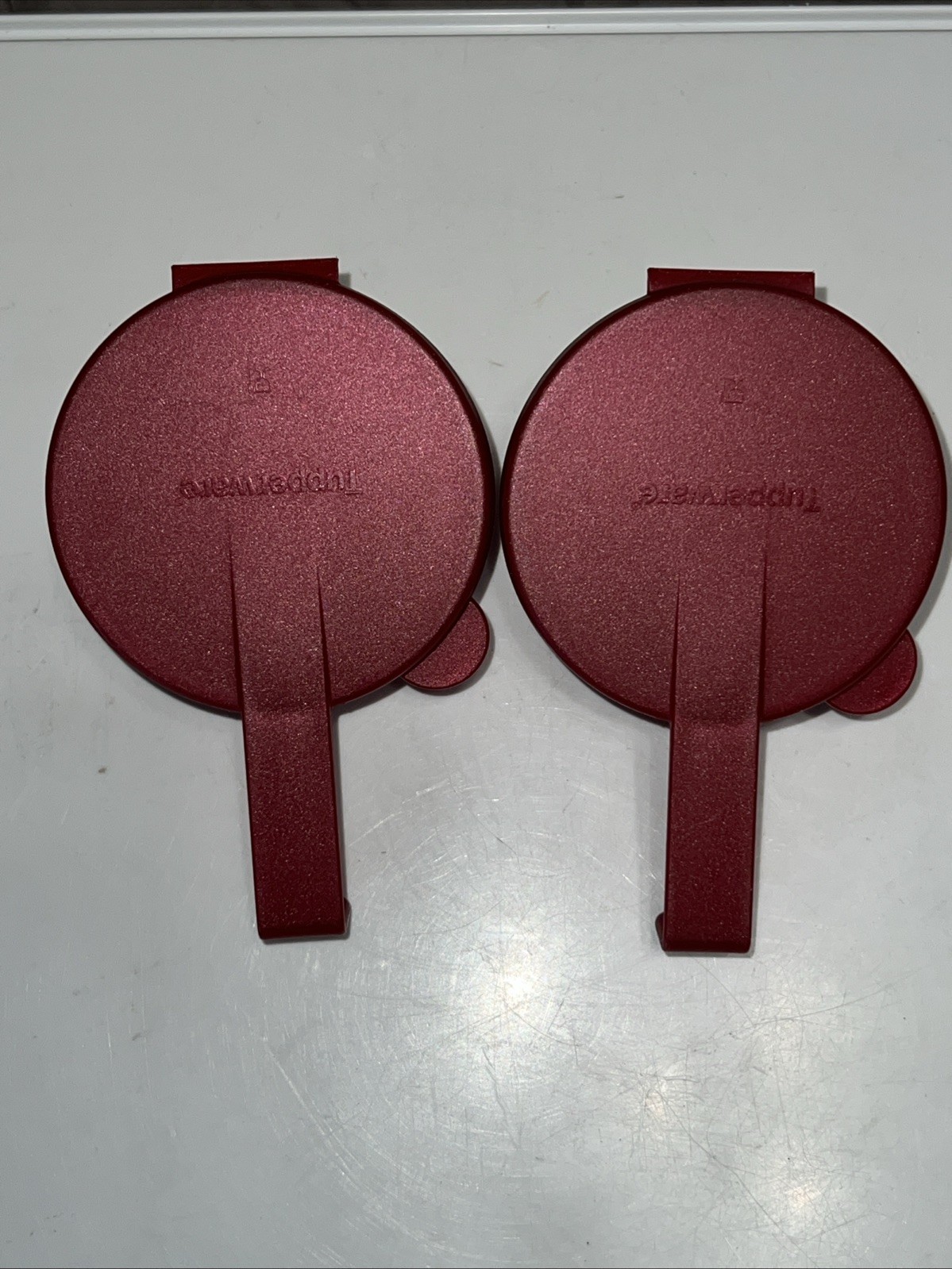 Set 2 Vintage Tupperware Forget Me Not Onion/Tomato Hanging Keeper RED Garnet