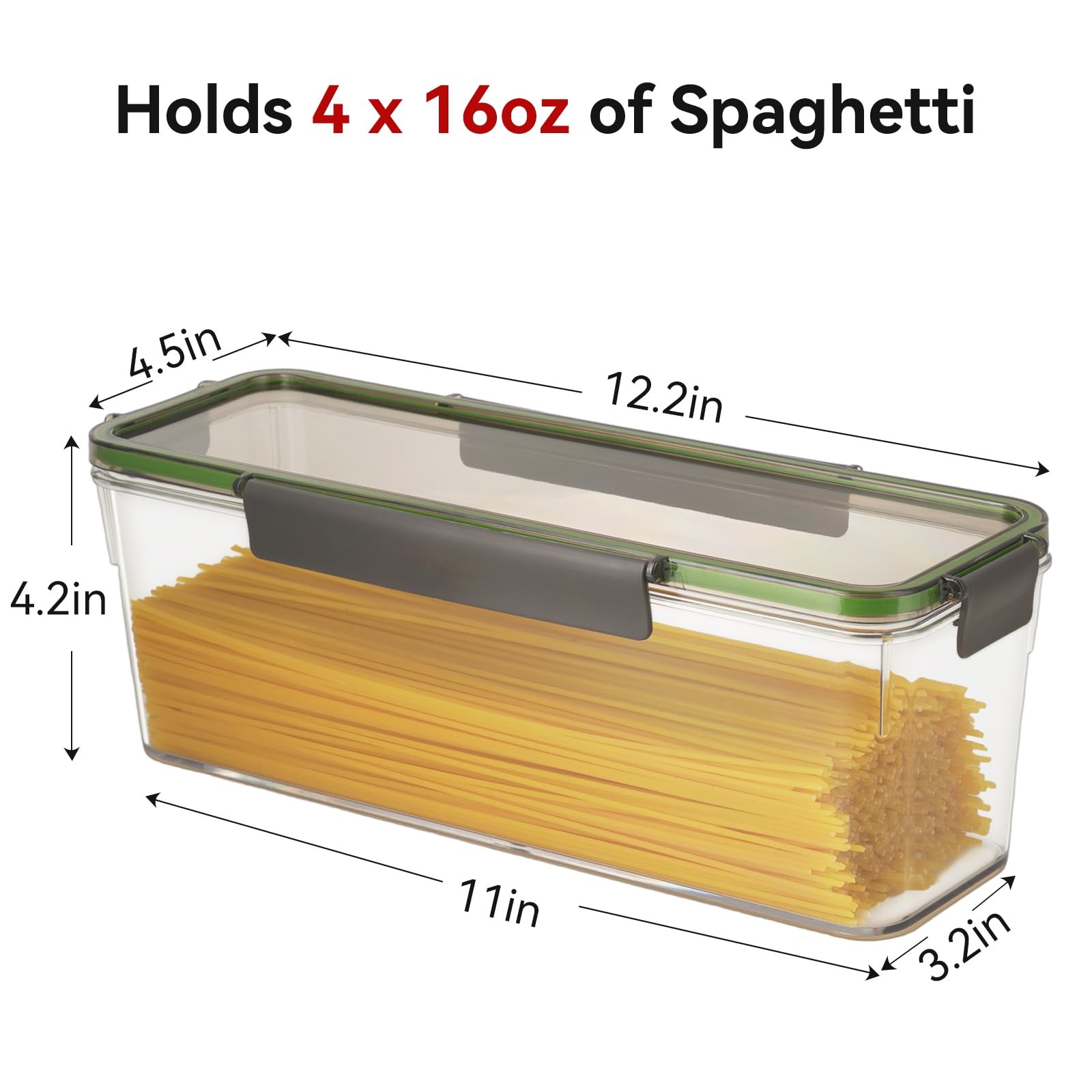 2 Pack Spaghetti Pasta Storage Container – 72oz Clear Plastic Noodle Holder w…