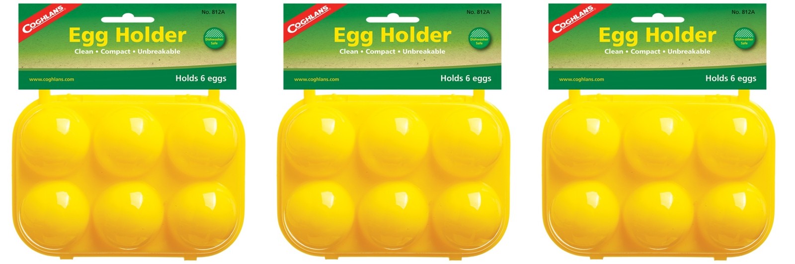 Coghlan’s Plastic Egg Holder, Holds 6 Eggs – Yellow (3-Pack)