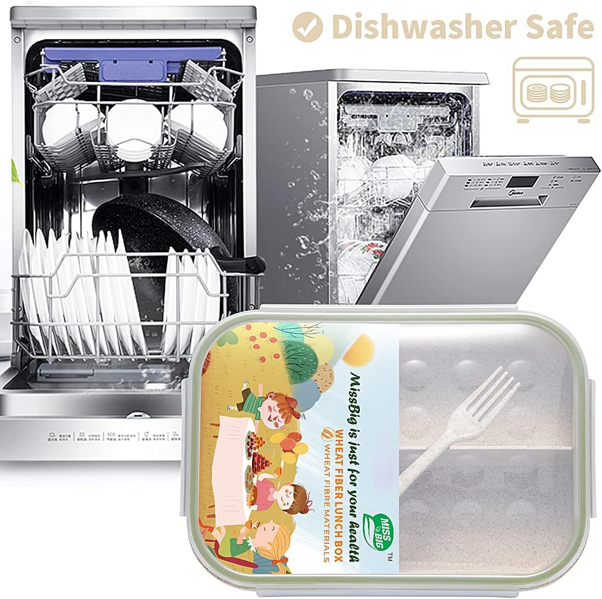 MISS BIG® Bento Box,Bento Box Adult,Lunch Box,Ideal Leak Proof 1900ml, White