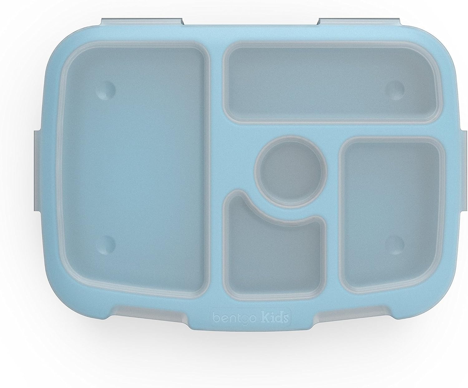 Kids Plastic Meal Prep Tray 5 Compartments Turquoise with Cover Reusable BPA-…
