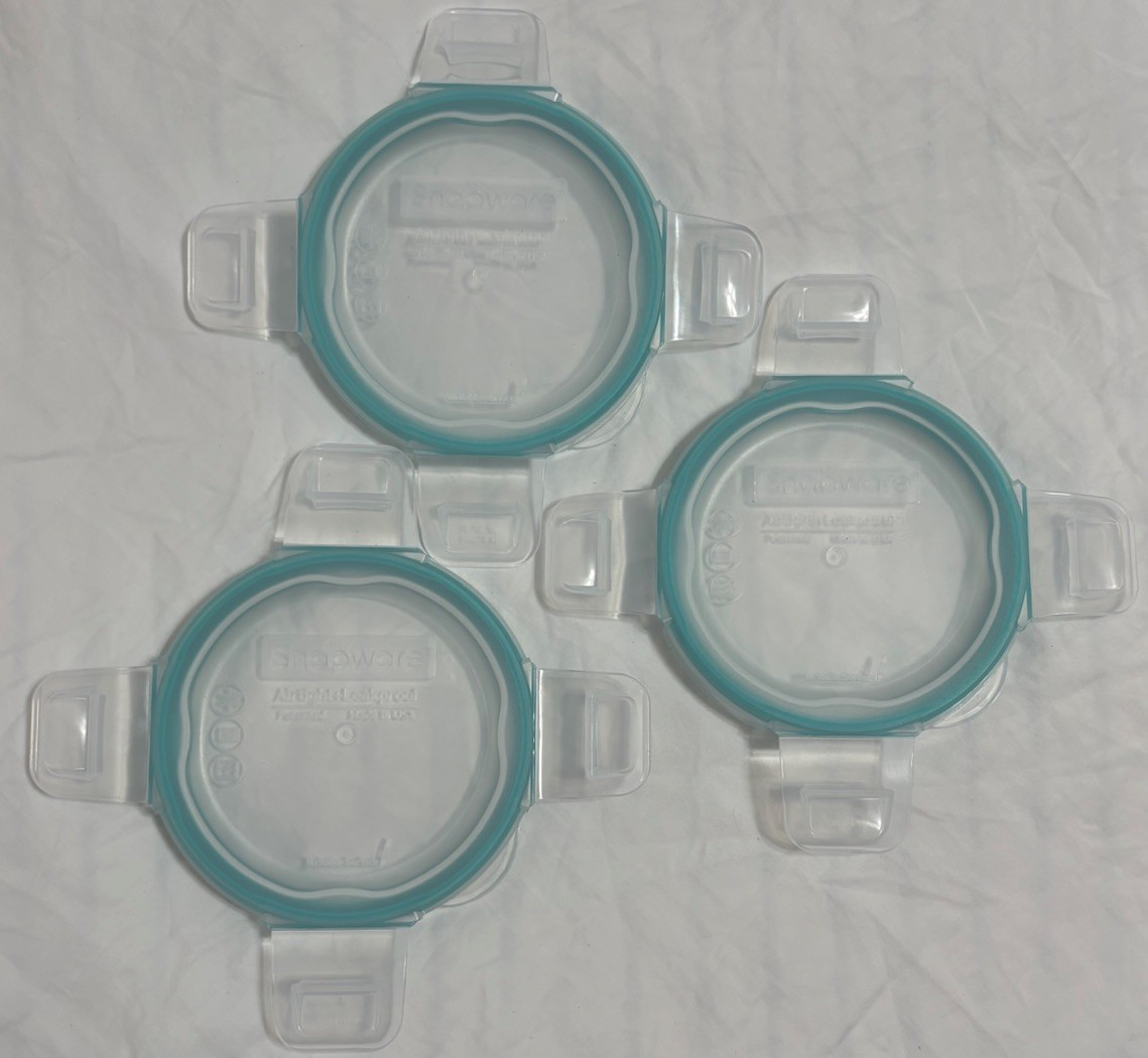 Snapware 7202R Lot 3 Rounds Clear Total Solutions Lids Teal Blue Gasket USA