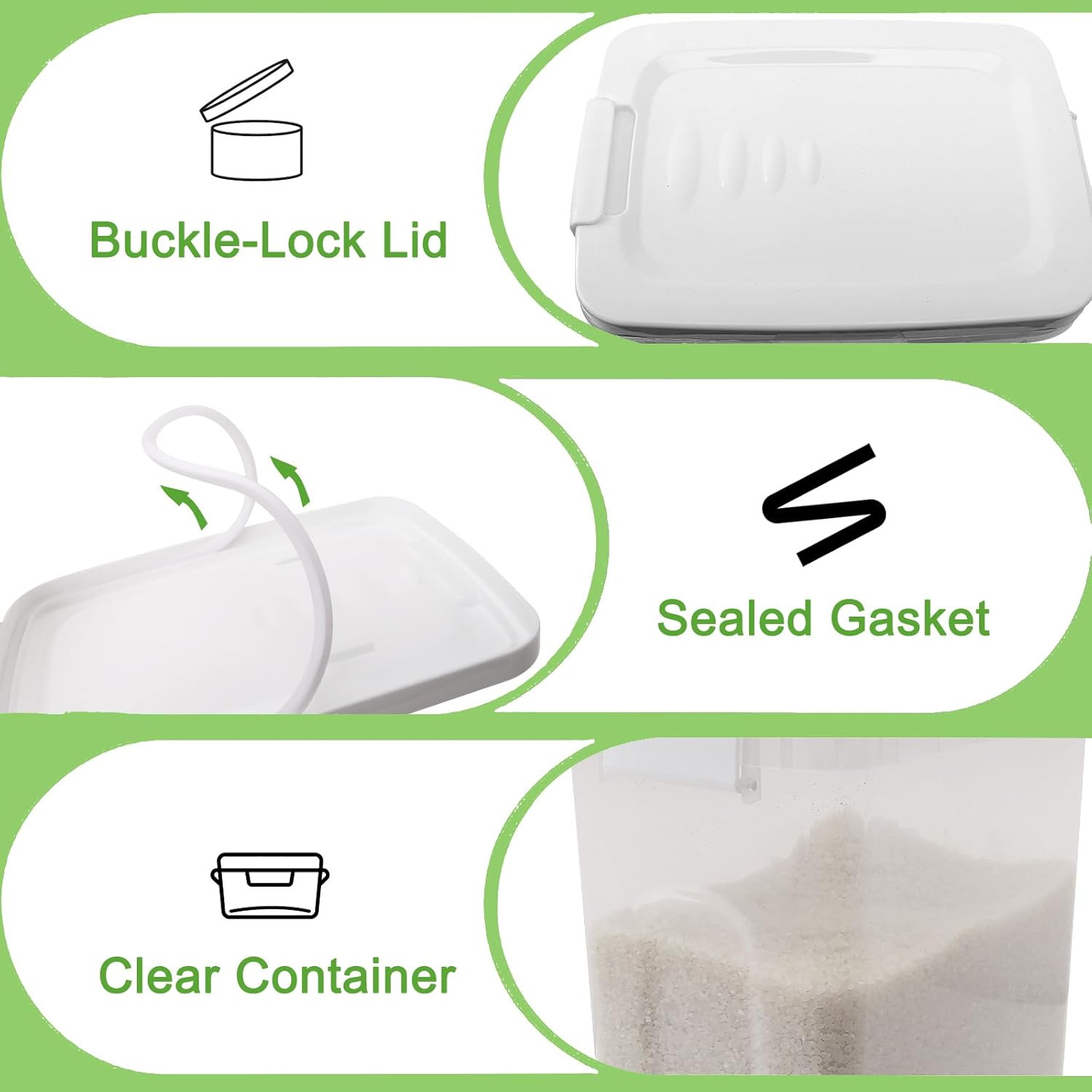 Airtight Rice & Flour Container with Scoop – 10-15 Lbs Food Storage Solution