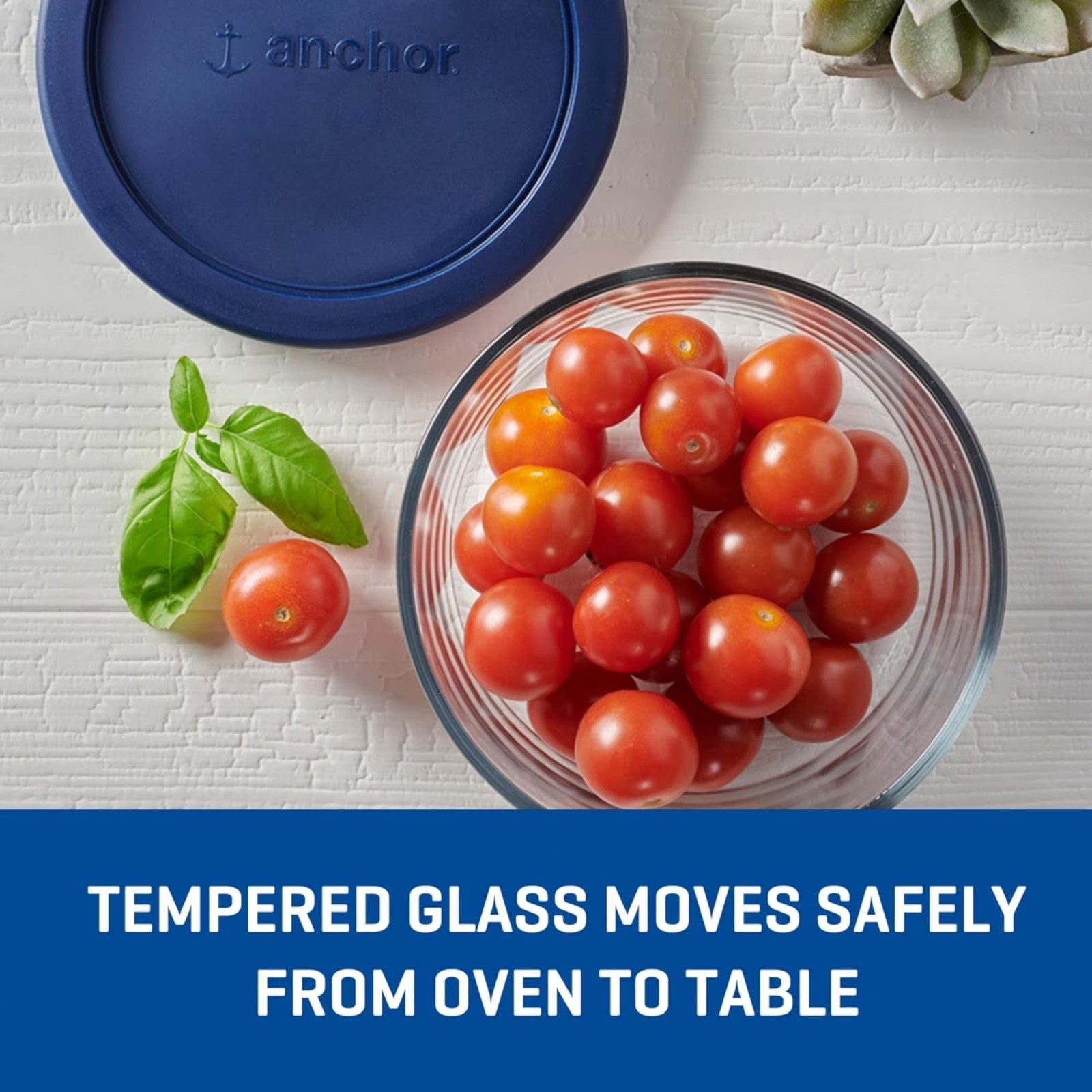 (2 pack) Anchor Hocking Glass Food Storage Container with Lid, 4 Cup Round