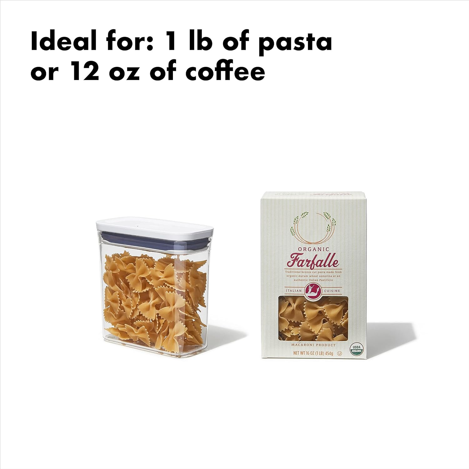 OXO Good Grips POP Container, 1.2 Qt – Rectangle – Pasta, Transparent