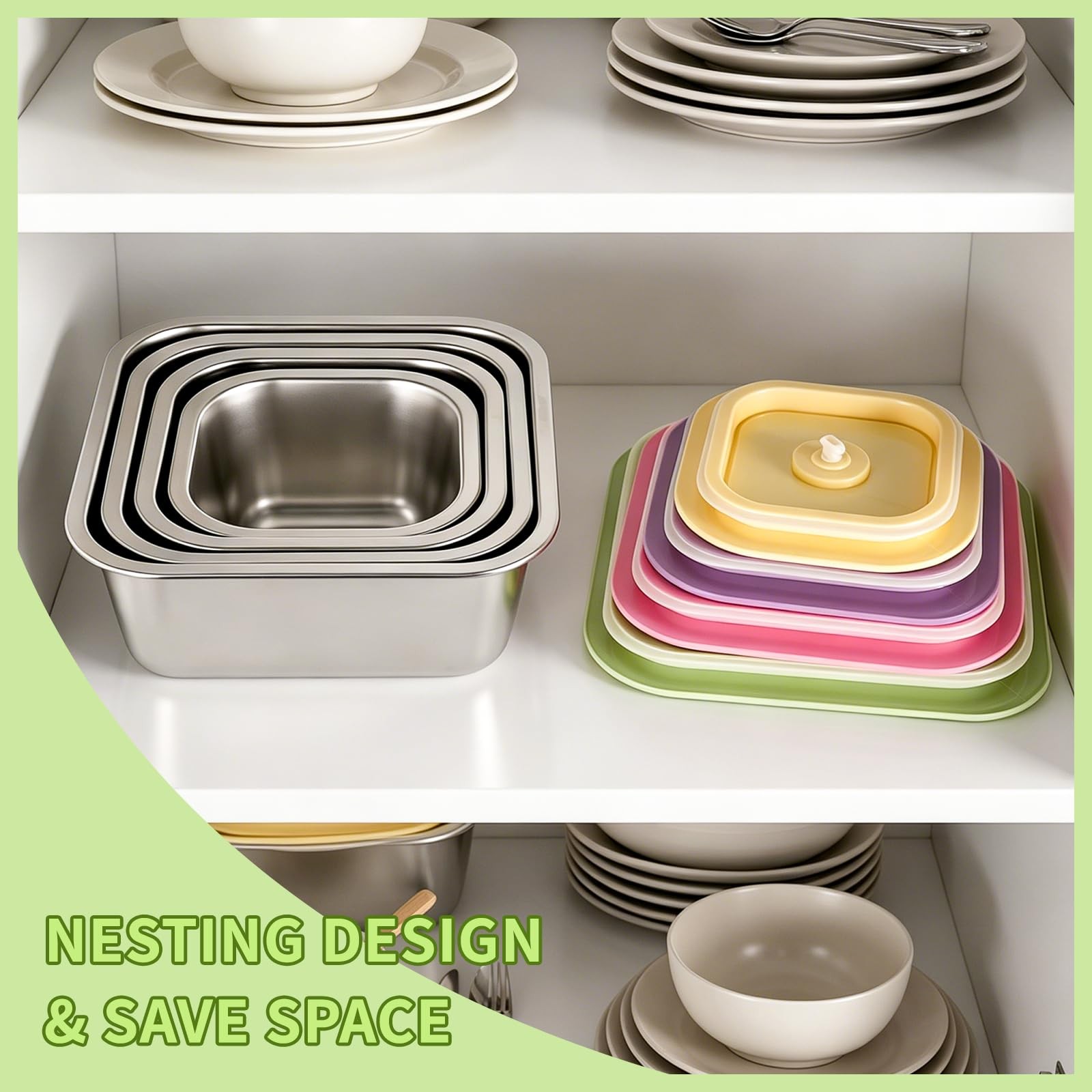 Stainless Steel Container with Lids Set of 4, (13.5, 24, 34, 47oz) Nesting De…