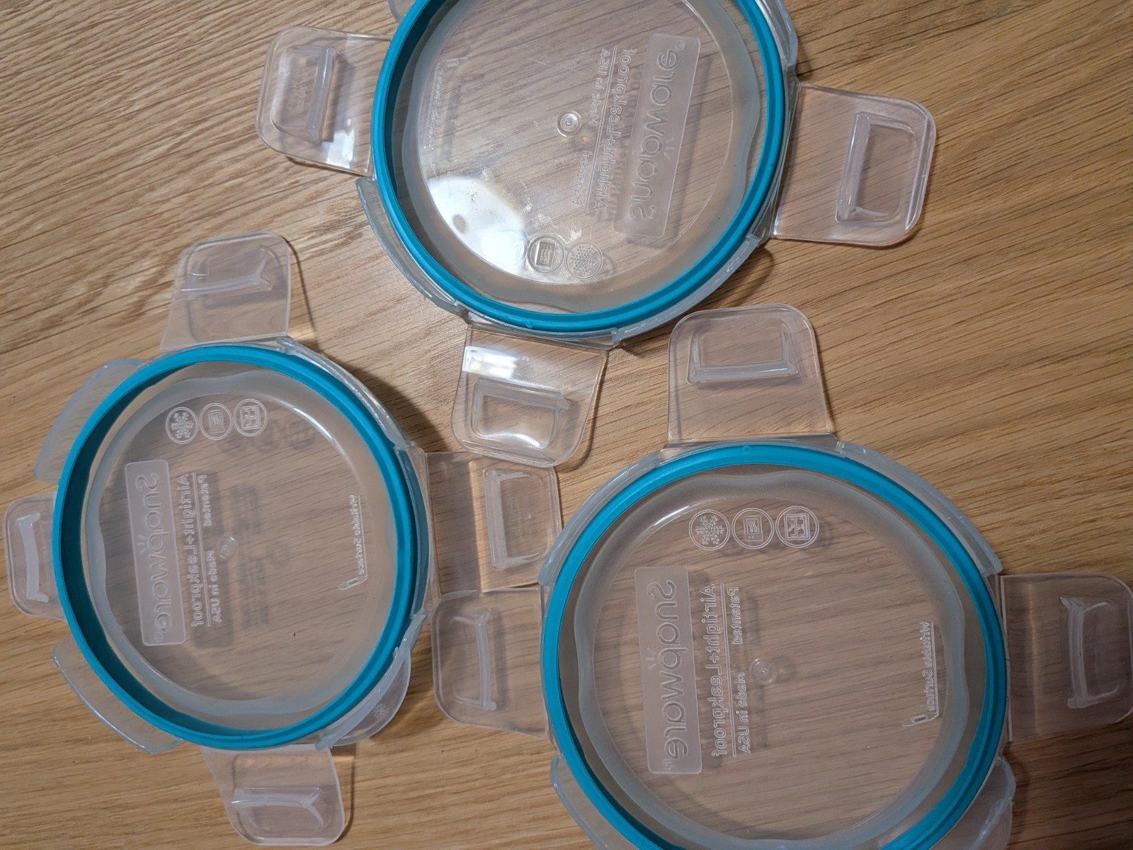Lot of 3 Snapware 7202R Clear Total Solutions Lid with Teal Blue – USA Made