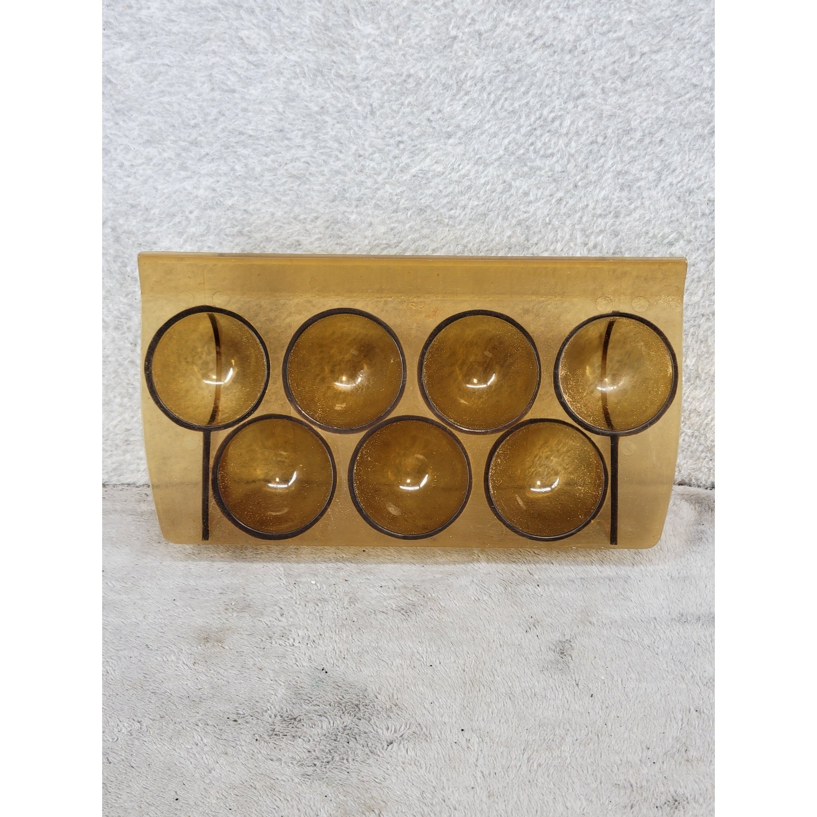 Vintage Amber Plastic 7 Egg Tray Holder Organizer Mid-Century Modern SP1 Retro