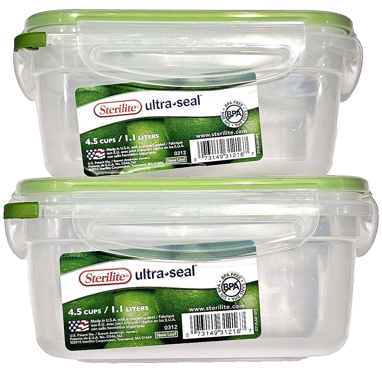 2 Pack Sterilite Ultra Seal Container Includeds Vent For Microwave Use 4.5 Cups