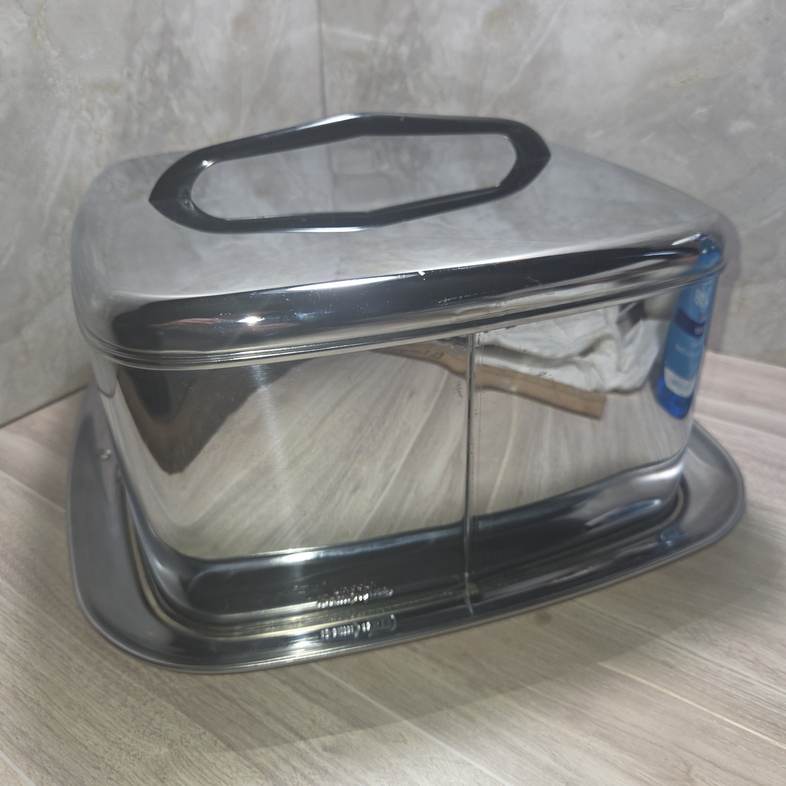 Chrome Stainless Steel 10″ Square Locking Cake Carrier Server MCM Madmen 1960s