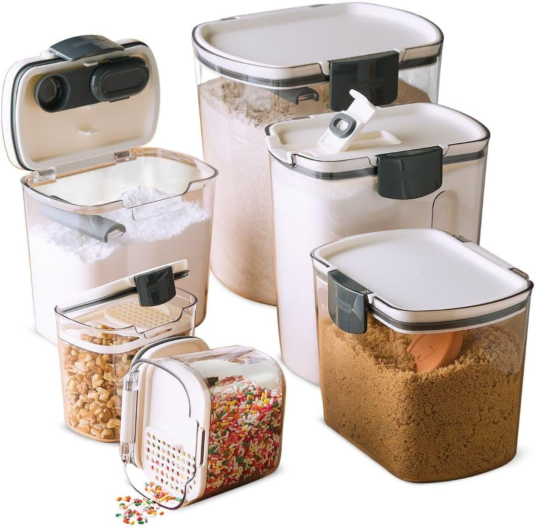6PC Baker’S Airtight Kitchen Storage Canister Container Set for Flour, Sugar etc