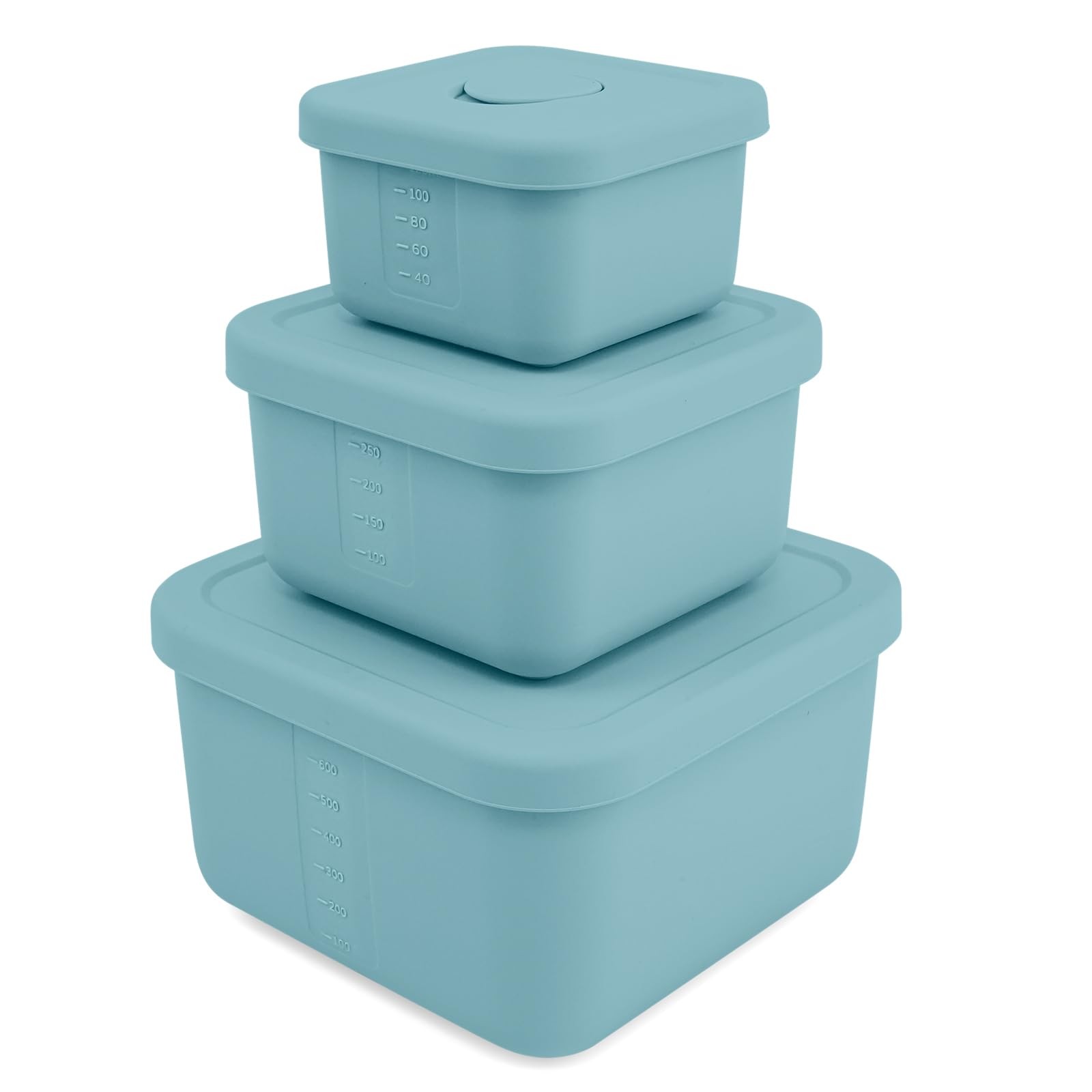 3 PCS Silicone Food Storage Containers with Lids，BPA Reusable Silicone Storag…