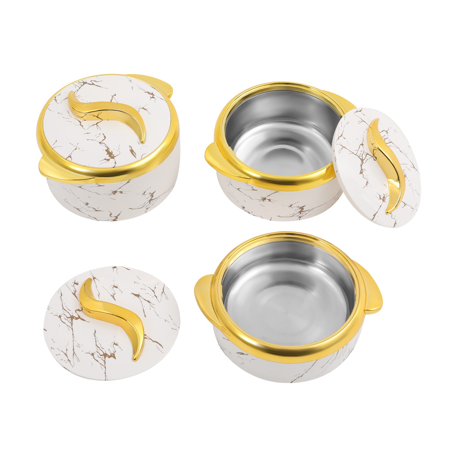 3-Piece Thermal Dish Set with Lids Insulated Stainless Steel Food Container