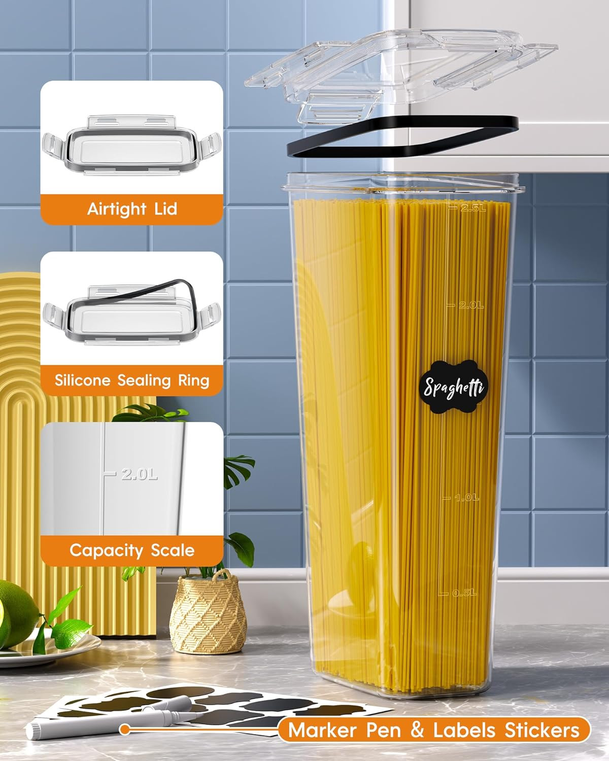 Airtight Food Storage Containers Set, 24 PCS BPA-Free Canisters with Labels