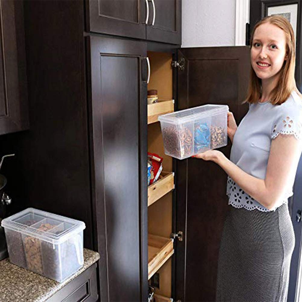 2Pack with 6 dividers, Set of 2 Organizers With Lid and 6 Removable Bins