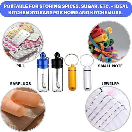 4-Pack Portable Leak-Proof Storage Containers, Mini Glass Cases with Spoons, Wat